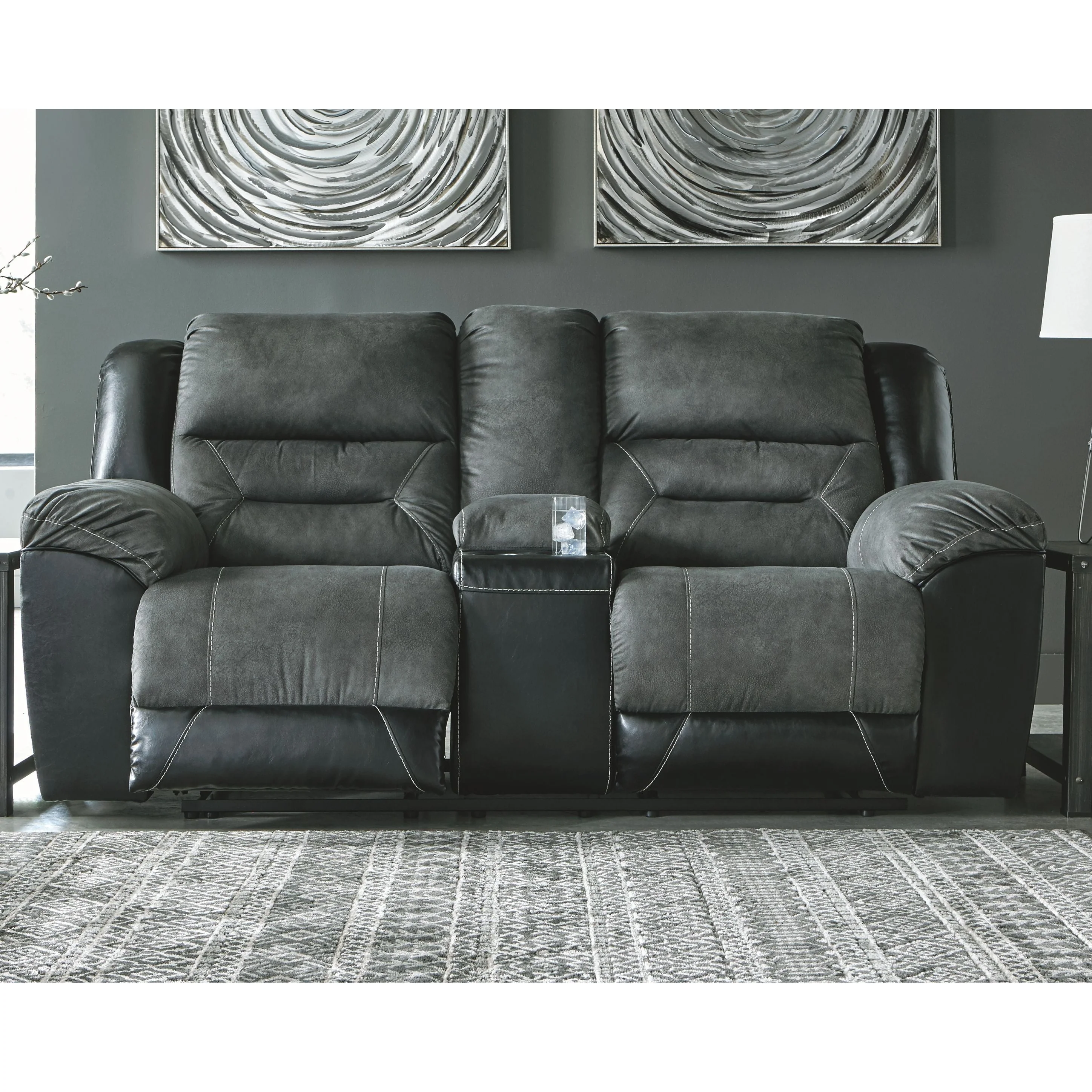 Earhart - Slate - Dbl Rec Loveseat W/console - Image 18