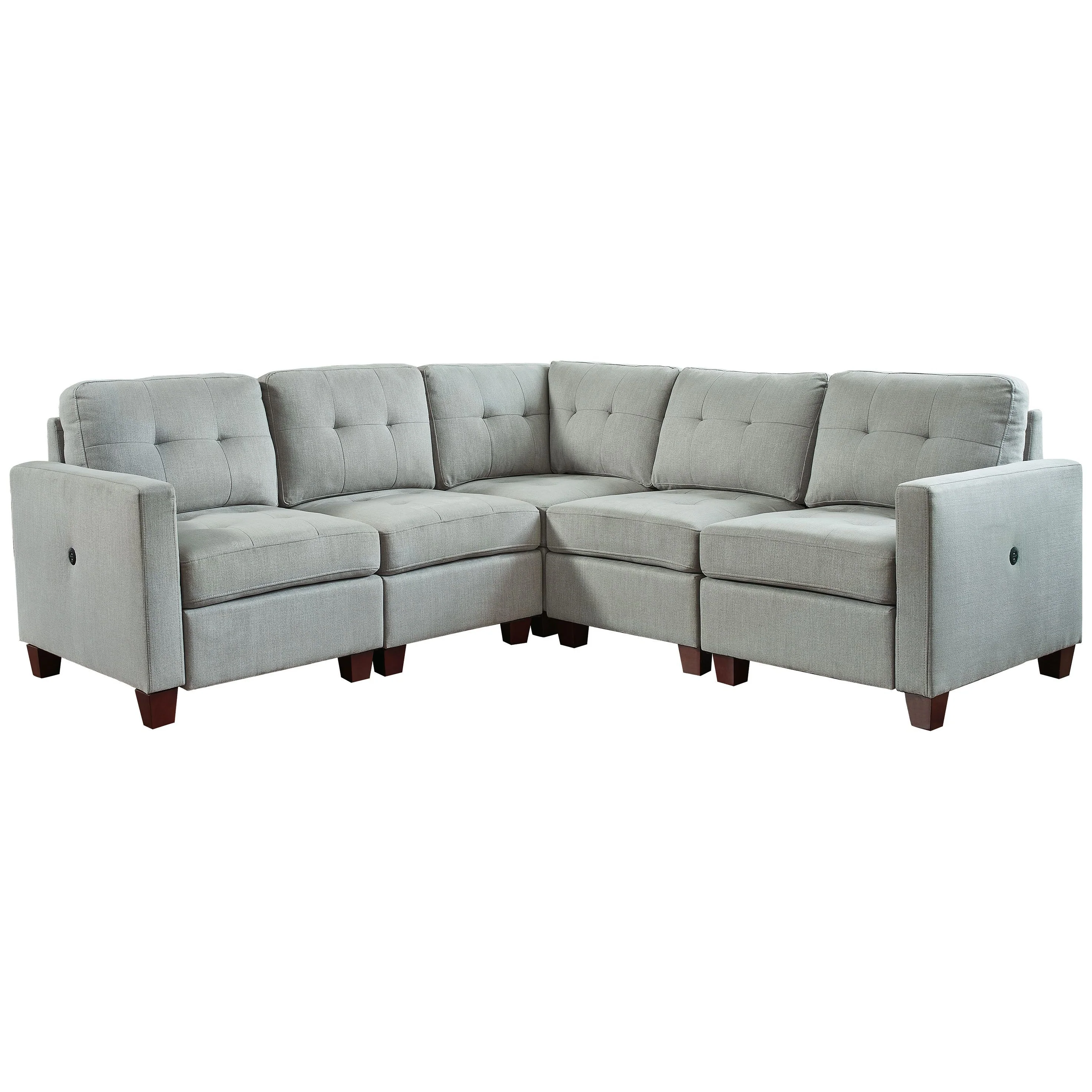 Edlie - Pewter - Left Arm Facing Chair 5 Pc Sectional - Image 6