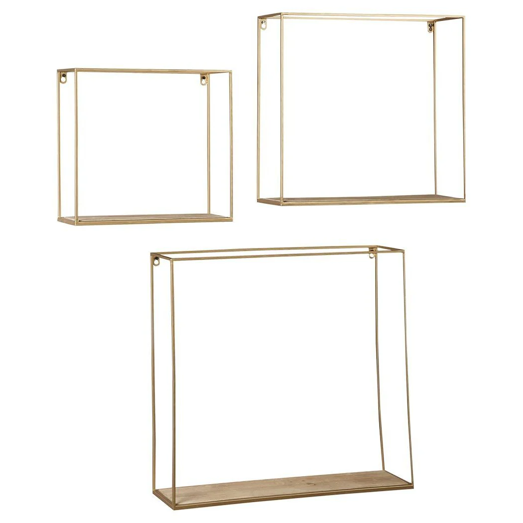 Efharis - Natural/gold Finish - Wall Shelf Set (3/cn)