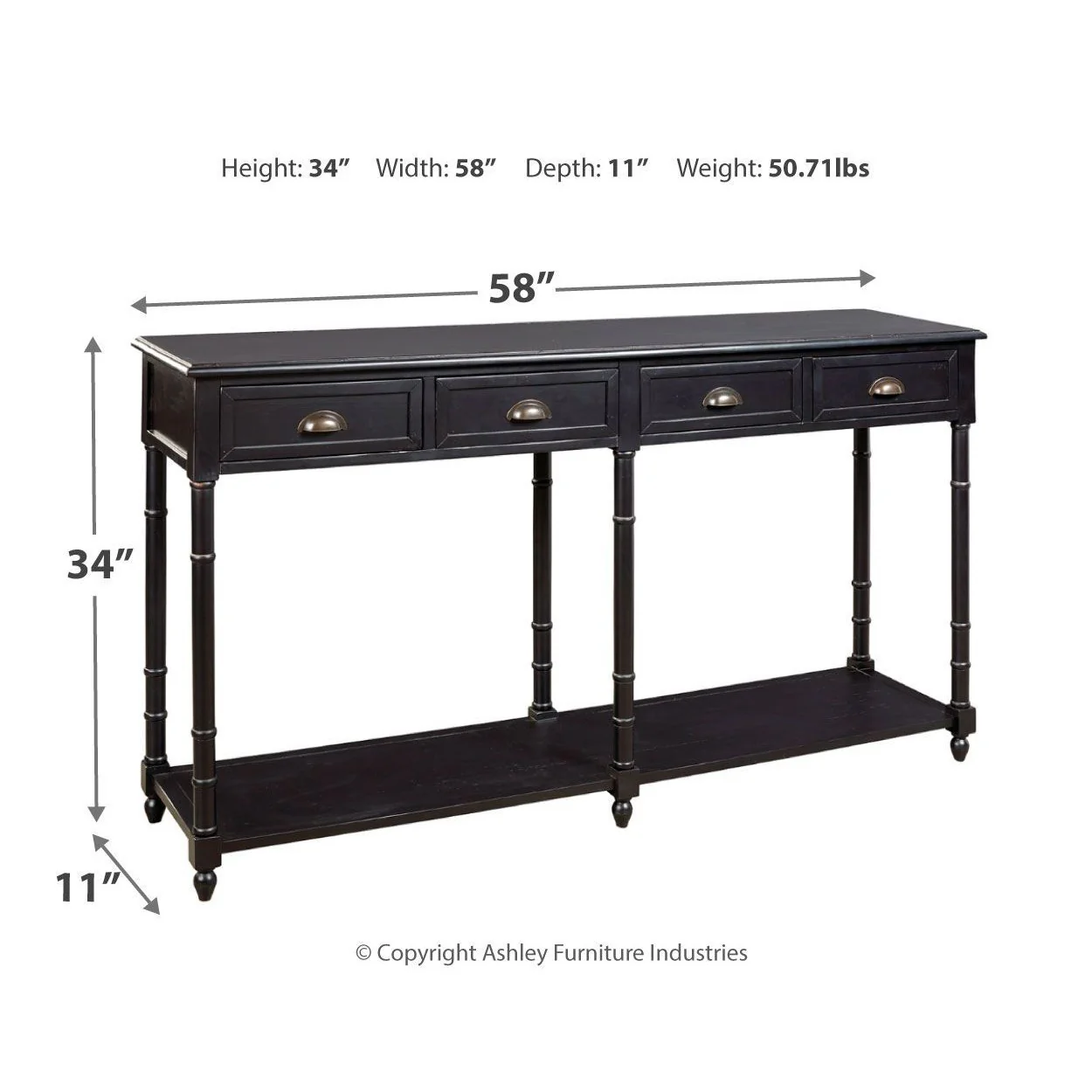 Eirdale - Black - Console Sofa Table - Image 4