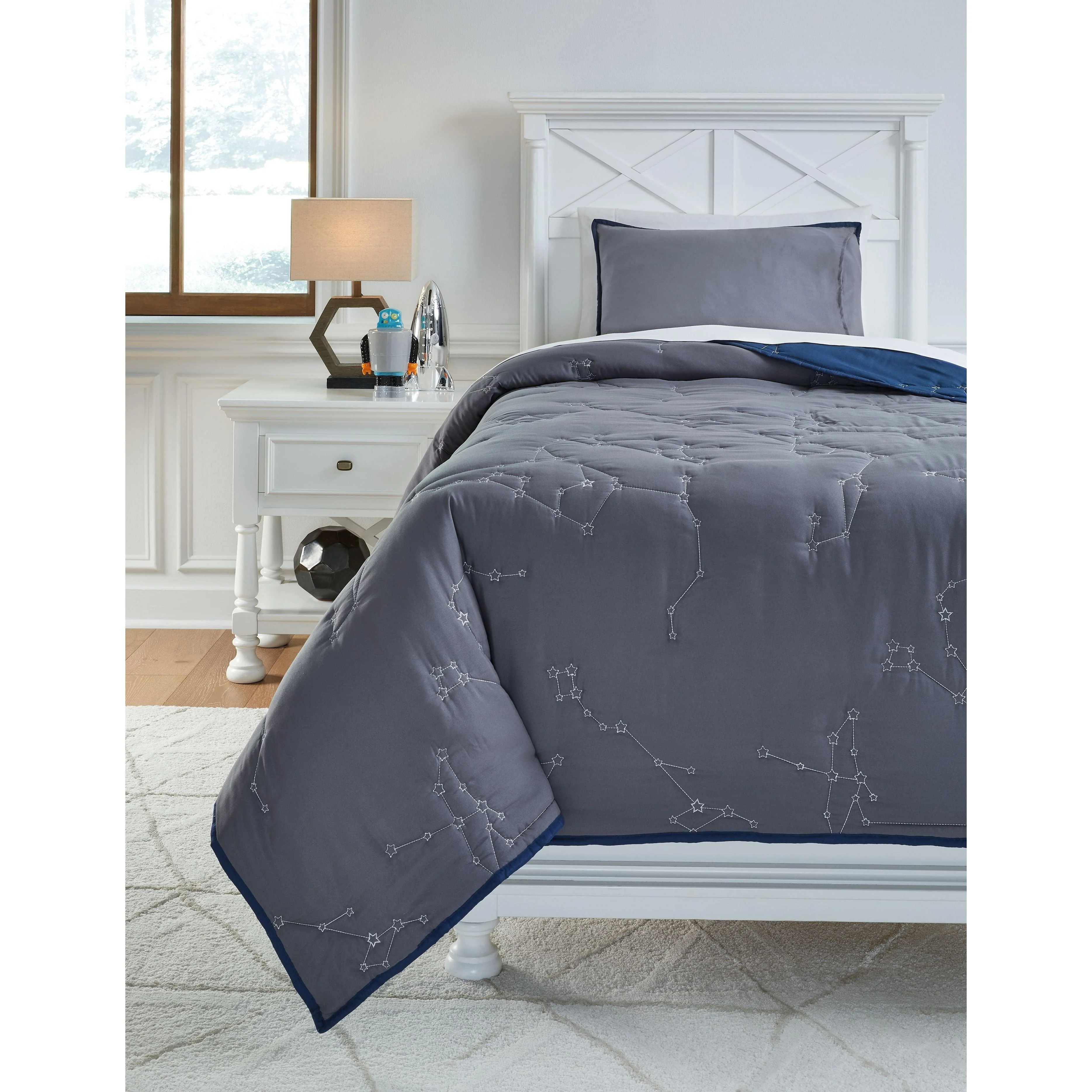 Ekin - Navy/gray - Twin Quilt Set - Image 3