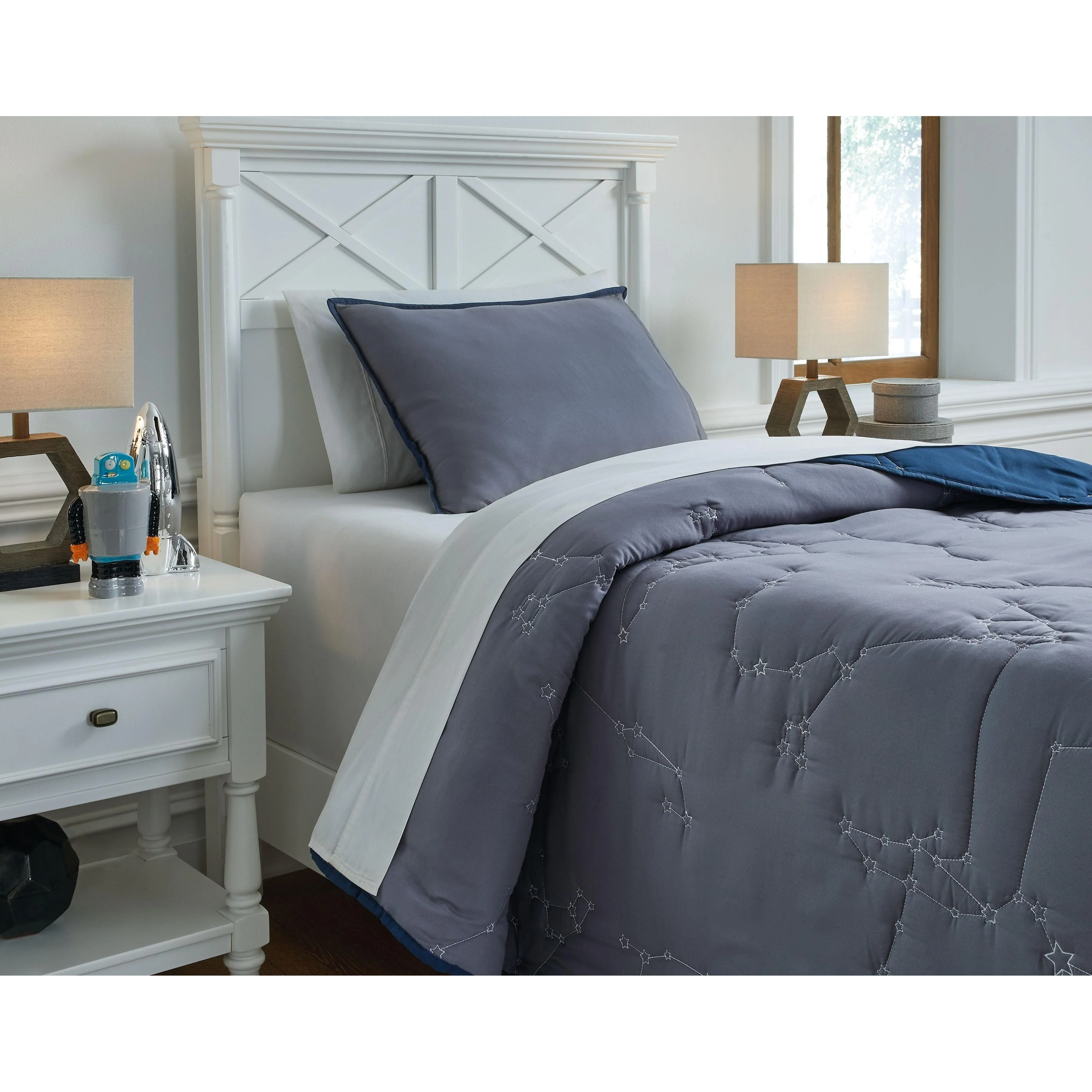 Ekin - Navy/gray - Twin Quilt Set - Image 5