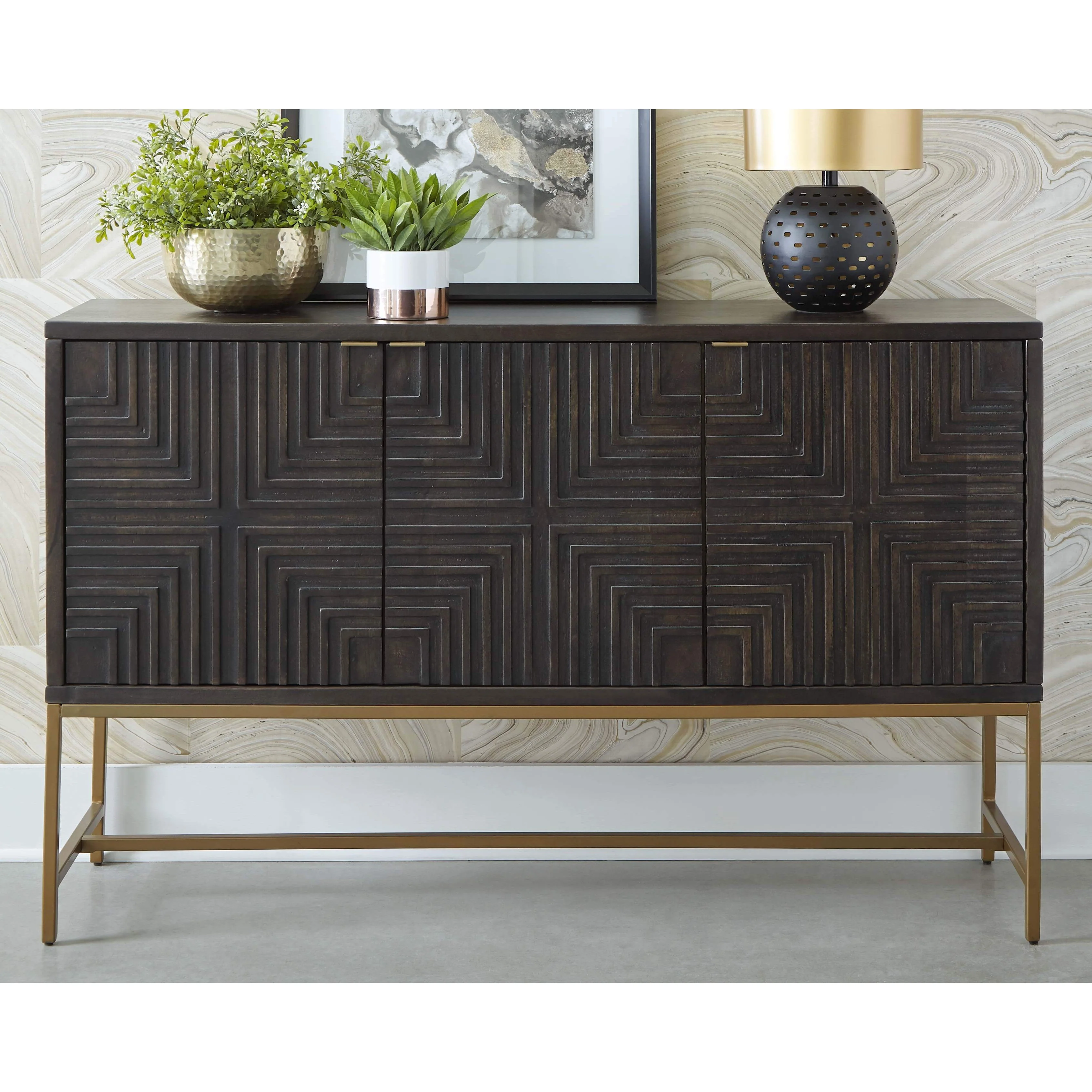 Elinmore - Brown/gold Finish - Accent Cabinet - Image 2