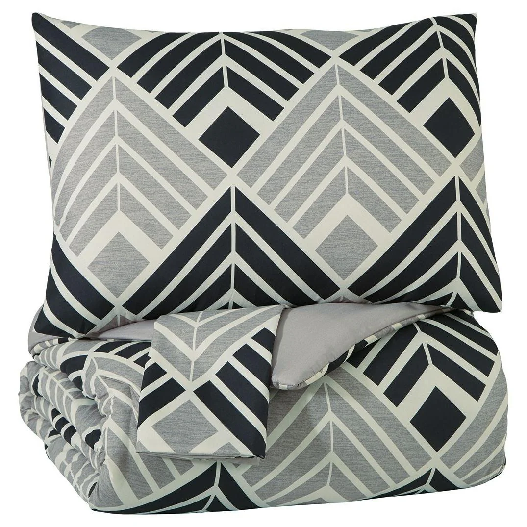 Ellowyn - Black/gray/bone - King Comforter Set