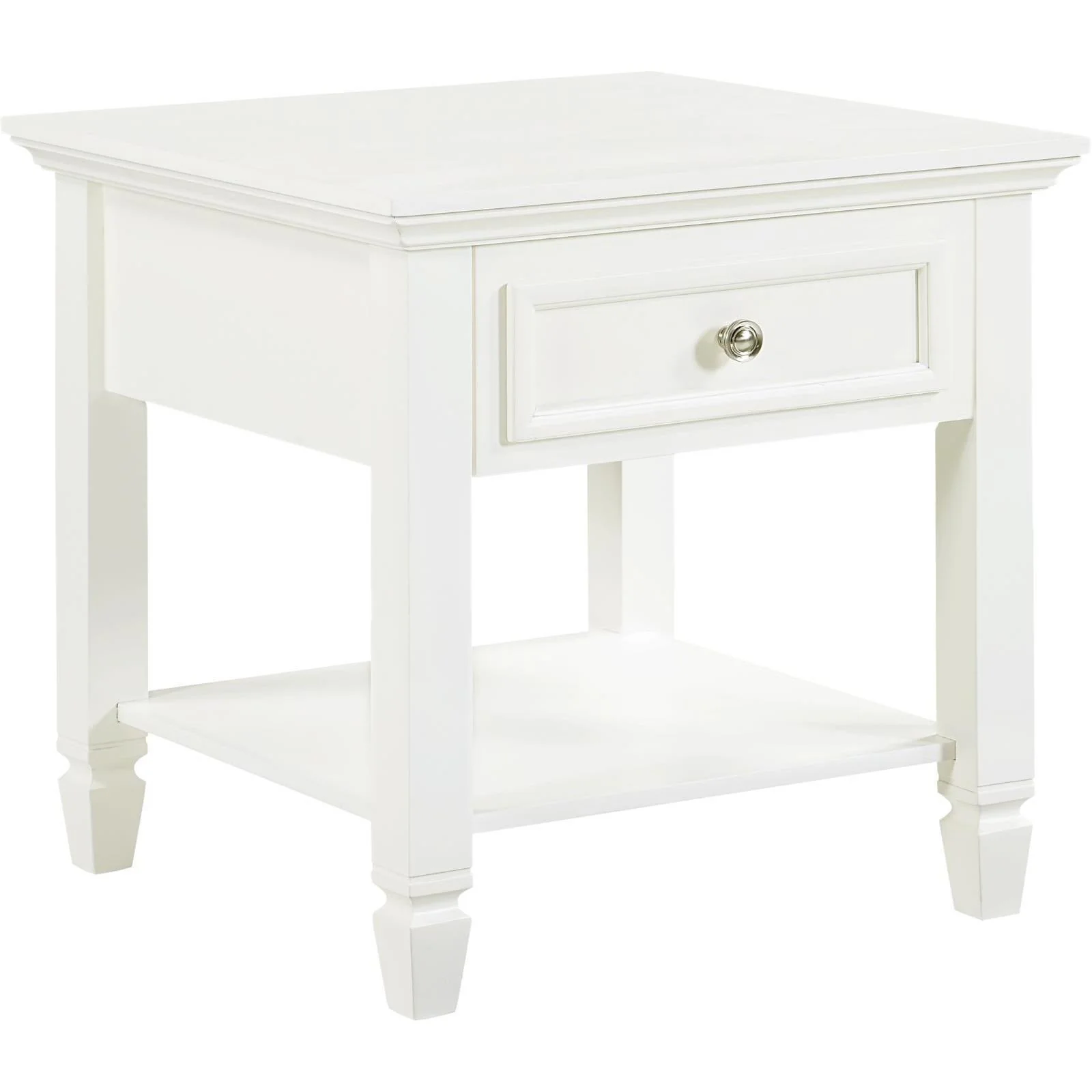End Table Square 1-drawer With Lower Shelf - White - Image 2