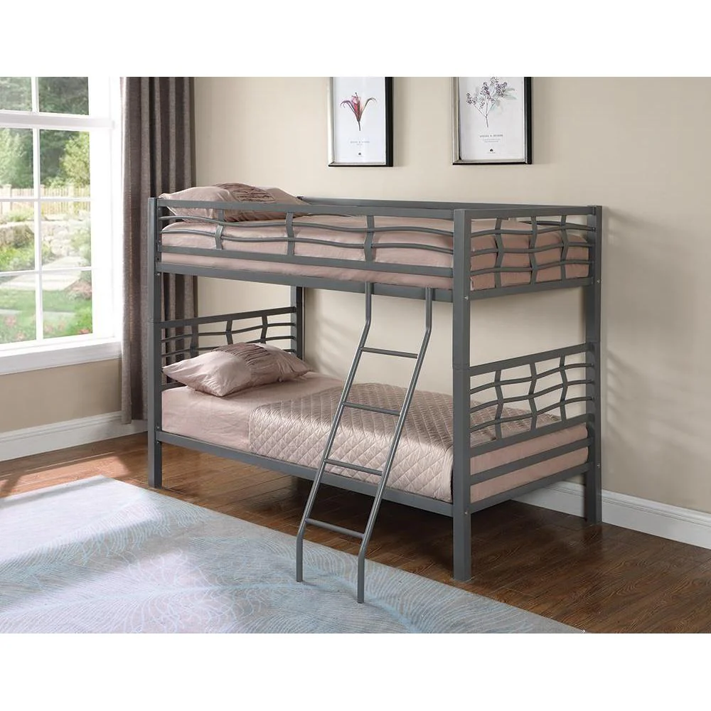 Fairfax - Twin Over Twin Bunk Bed With Ladder - Gray - Image 2