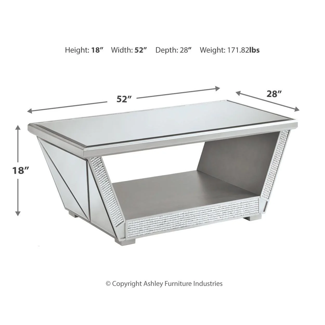 Fanmory - Silver Finish - Rectangular Cocktail Table - Image 4