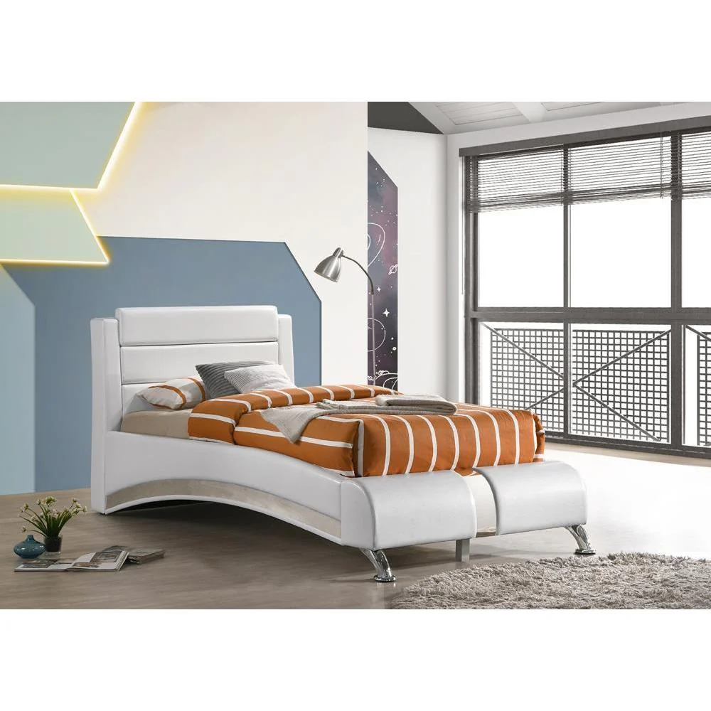 Felicity - Twin Bed - Wood And Faux Leather - White