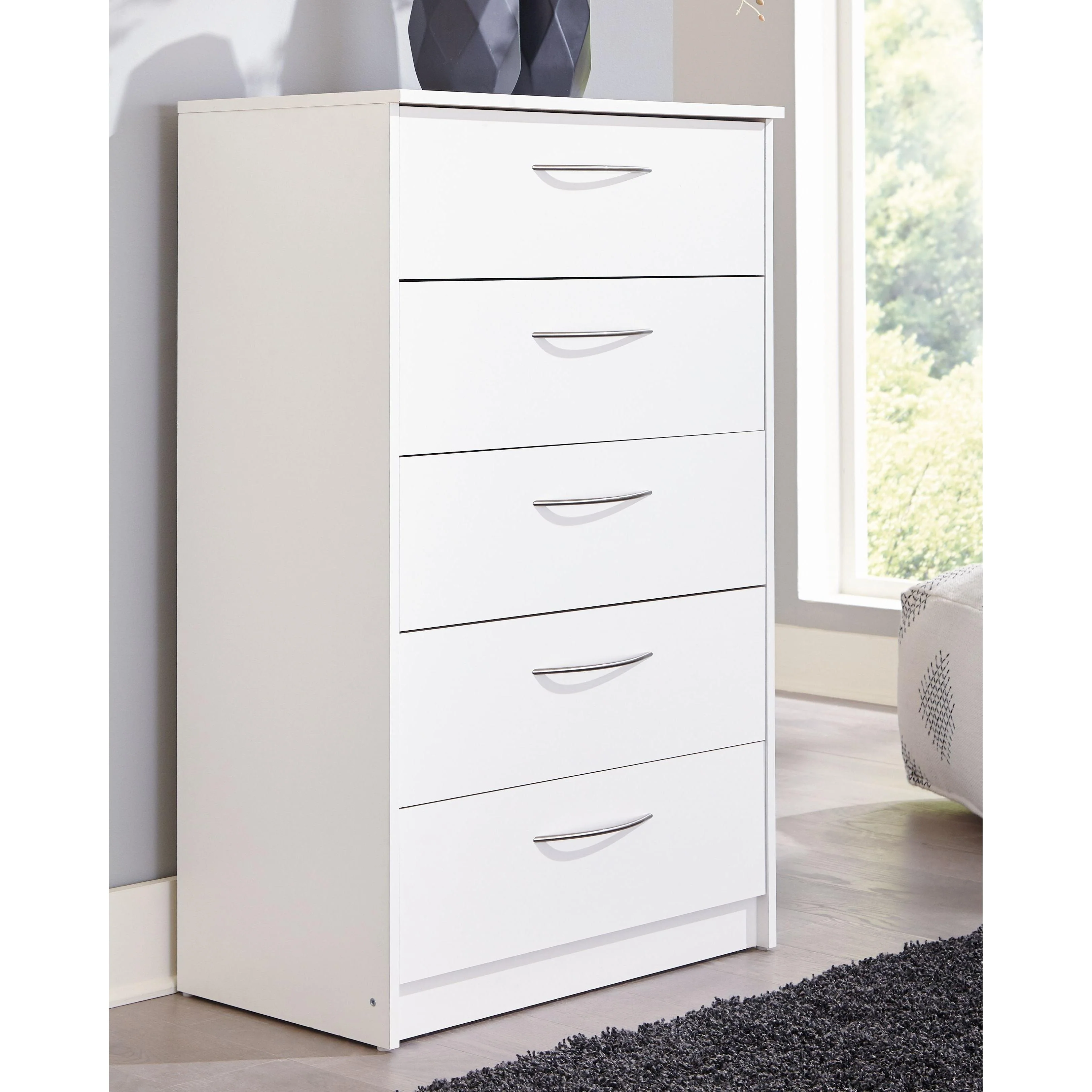 Flannia - White - Five Drawer Chest - Image 2