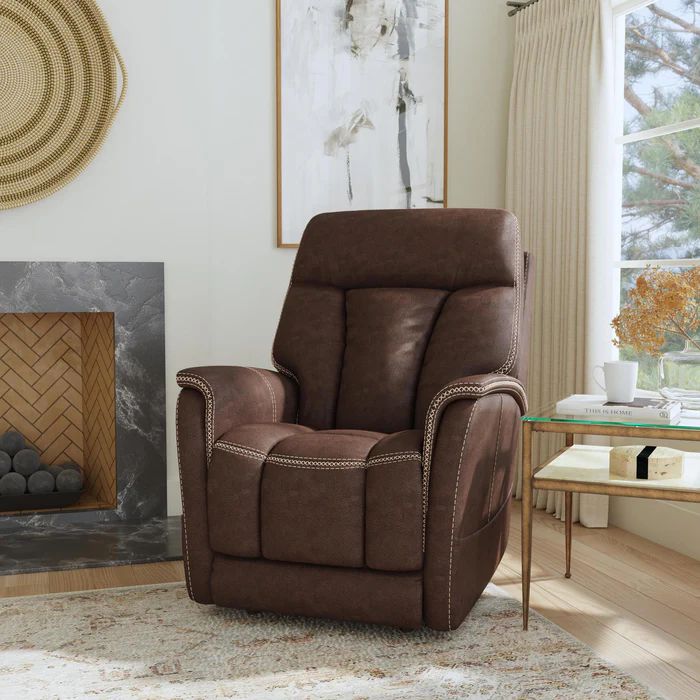 Flexsteel Atlas Fabric Power Lift Recliner w/Power Headrest & Lumbar in Walnut - Image 2