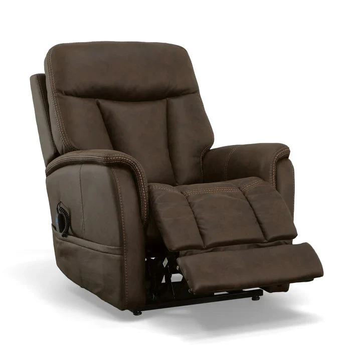 Flexsteel Atlas Fabric Power Lift Recliner w/Power Headrest & Lumbar in Walnut - Image 4