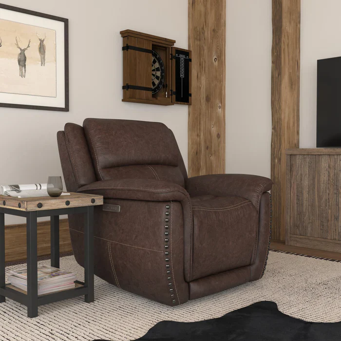 Flexsteel Beau Fabric Power Recliner w/Power Headrest in Sable - Image 15