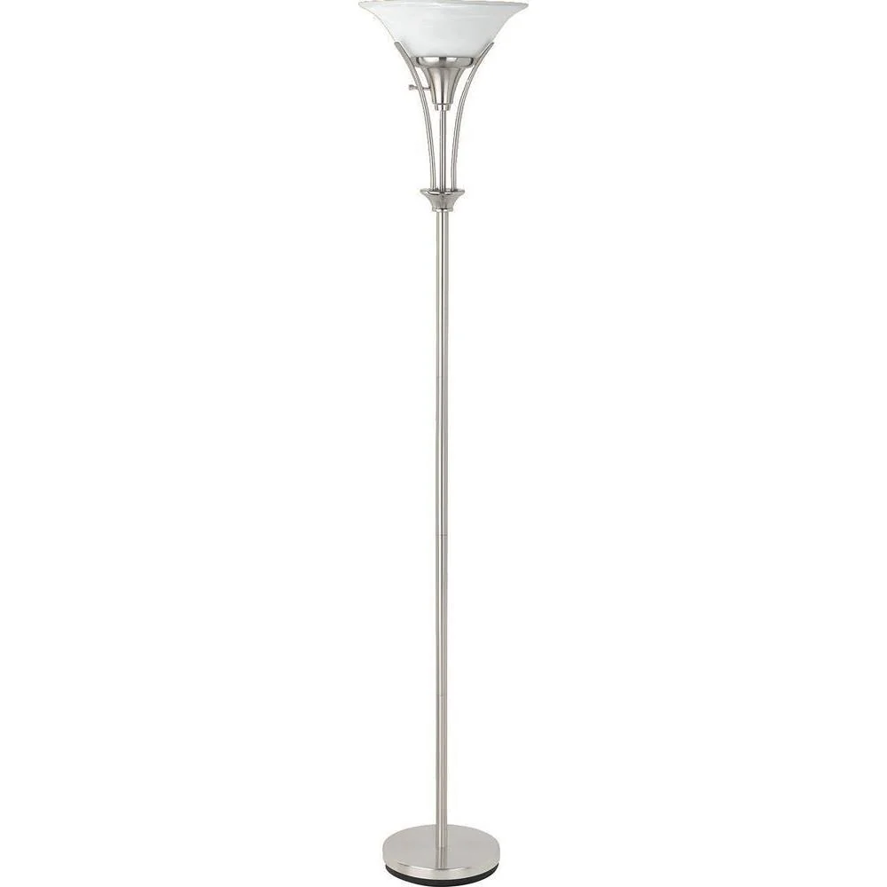 Floor Lamp With Frosted Ribbed Shade - Pearl Silver - Image 2
