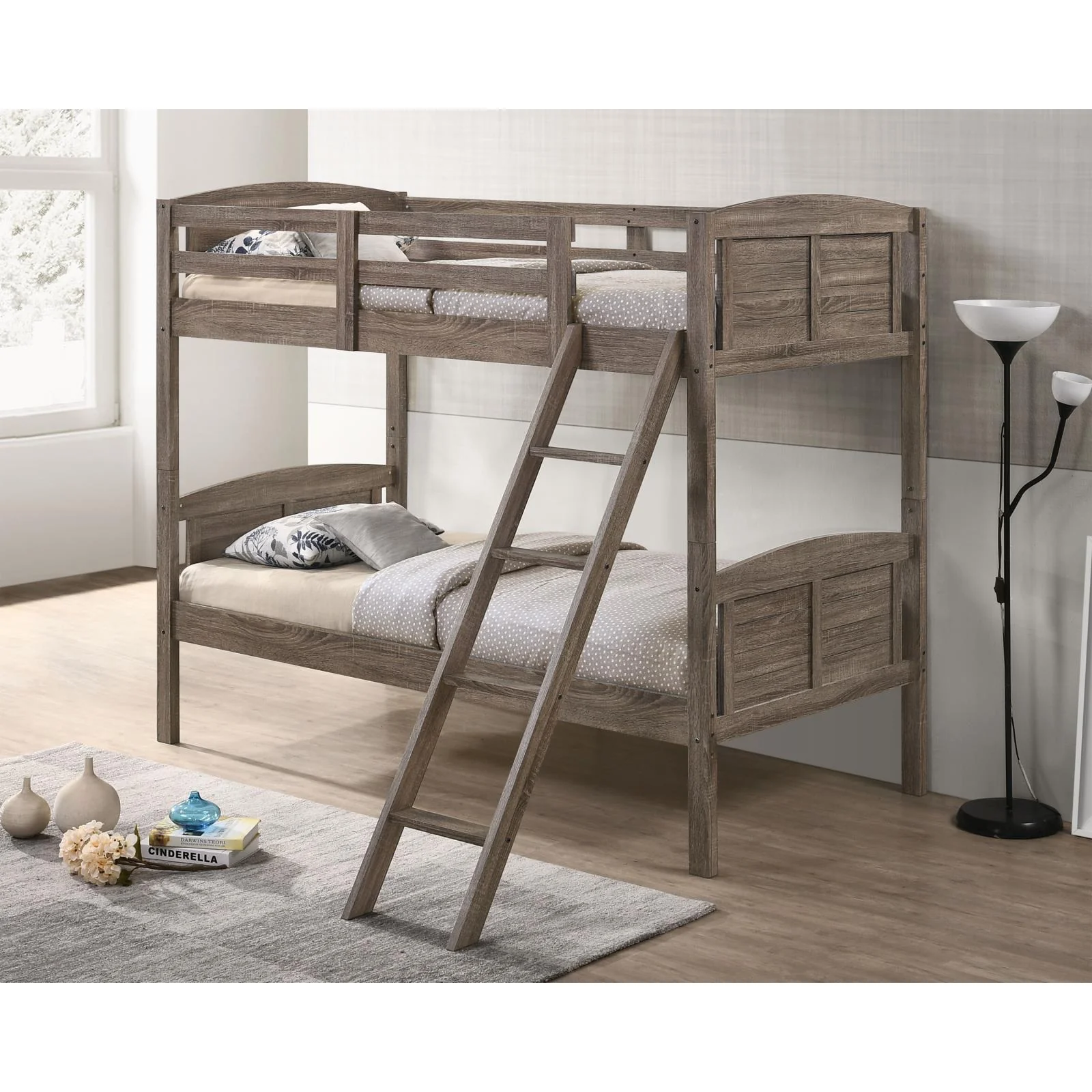 Coaster Flynn Twin Over Twin Bunk Bed in Light Brown