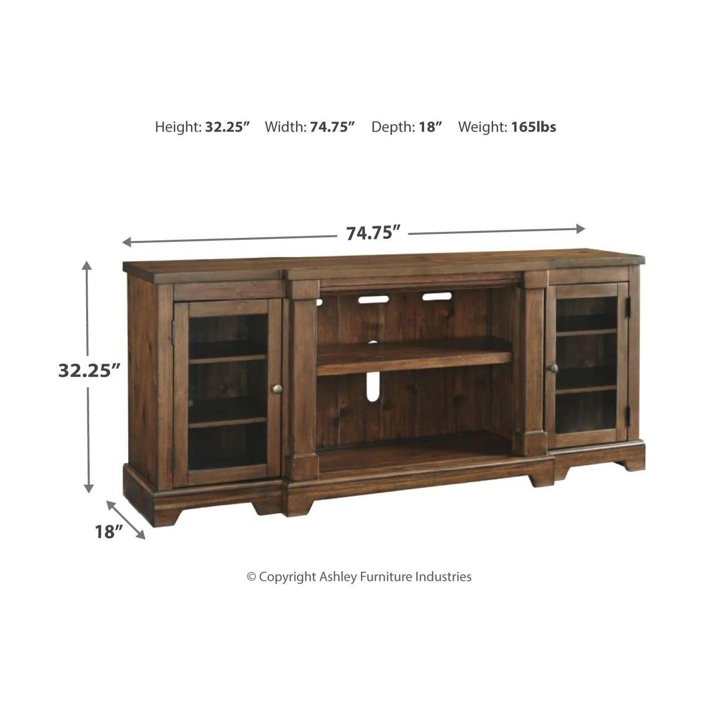 Flynnter - Medium Brown - 2 Pc. - 75" Tv Stand With Electric Infrared Fireplace Insert - Image 4