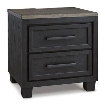 Foyland Black Two Drawer Nightstand - Image 9