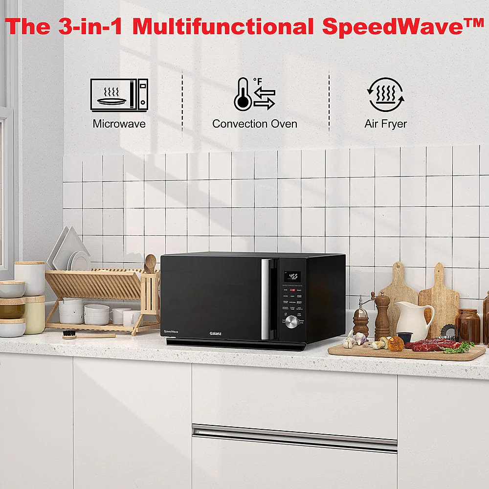 Galanz 1.6 CF 3-in-1 SpeedWave Microwave, Convection, Air Fry - Black - Image 3