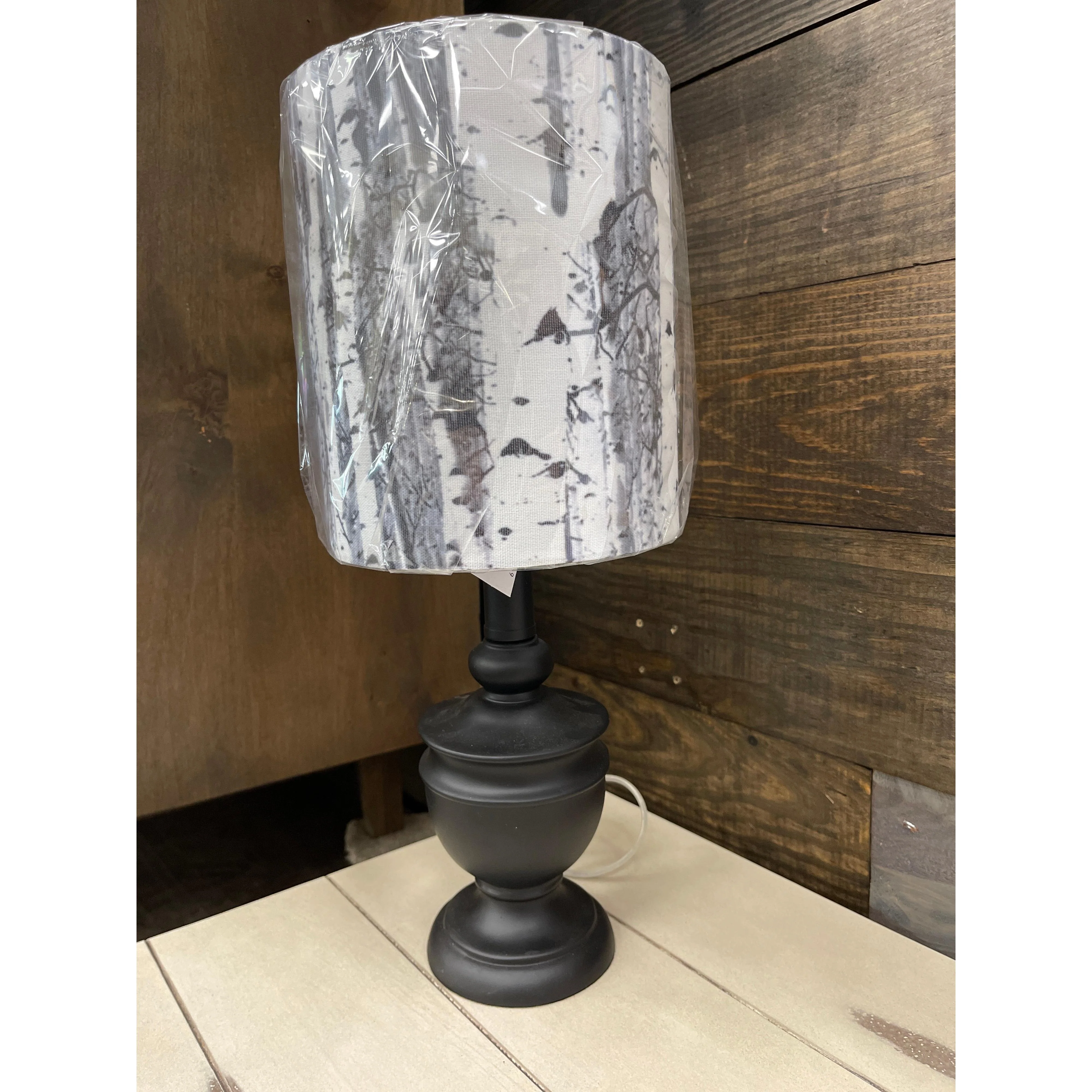 Ganz Mini Black Accent Lamp w/Birch Shade