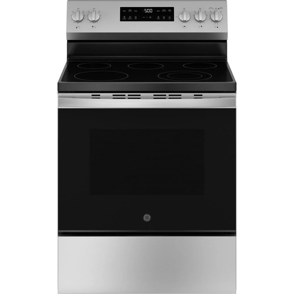 GE 30" Freestanding Electric Range w/5 Smooth Top Elements, Self Clean in Stainless Steel