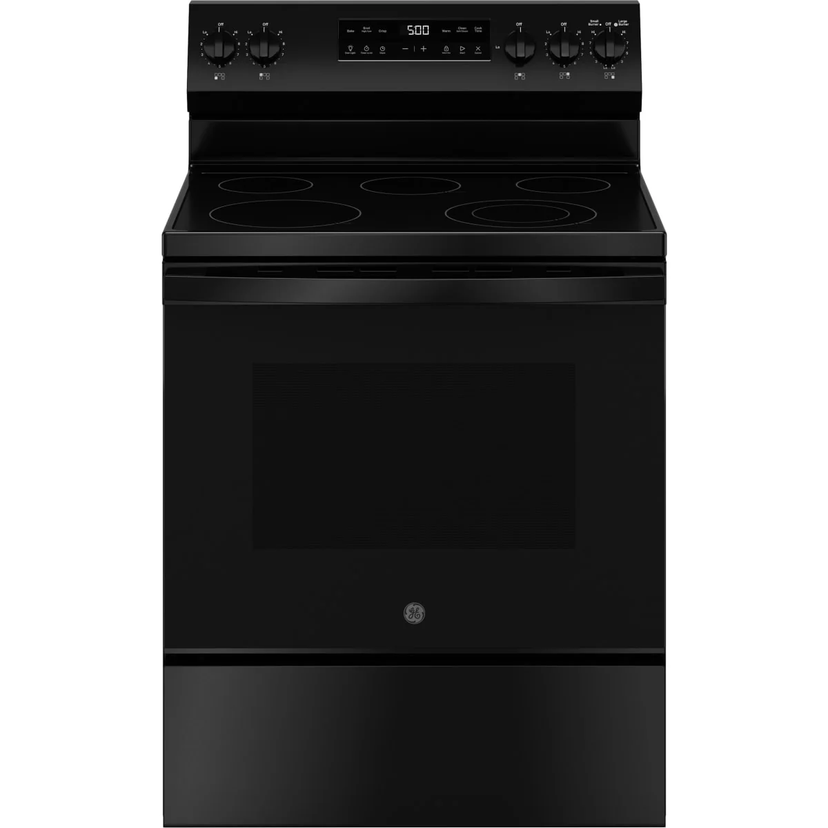 GE 30 Inch Freestanding Electric Range w/5 Smoothtop Elements, Self-Cleaning in Black
