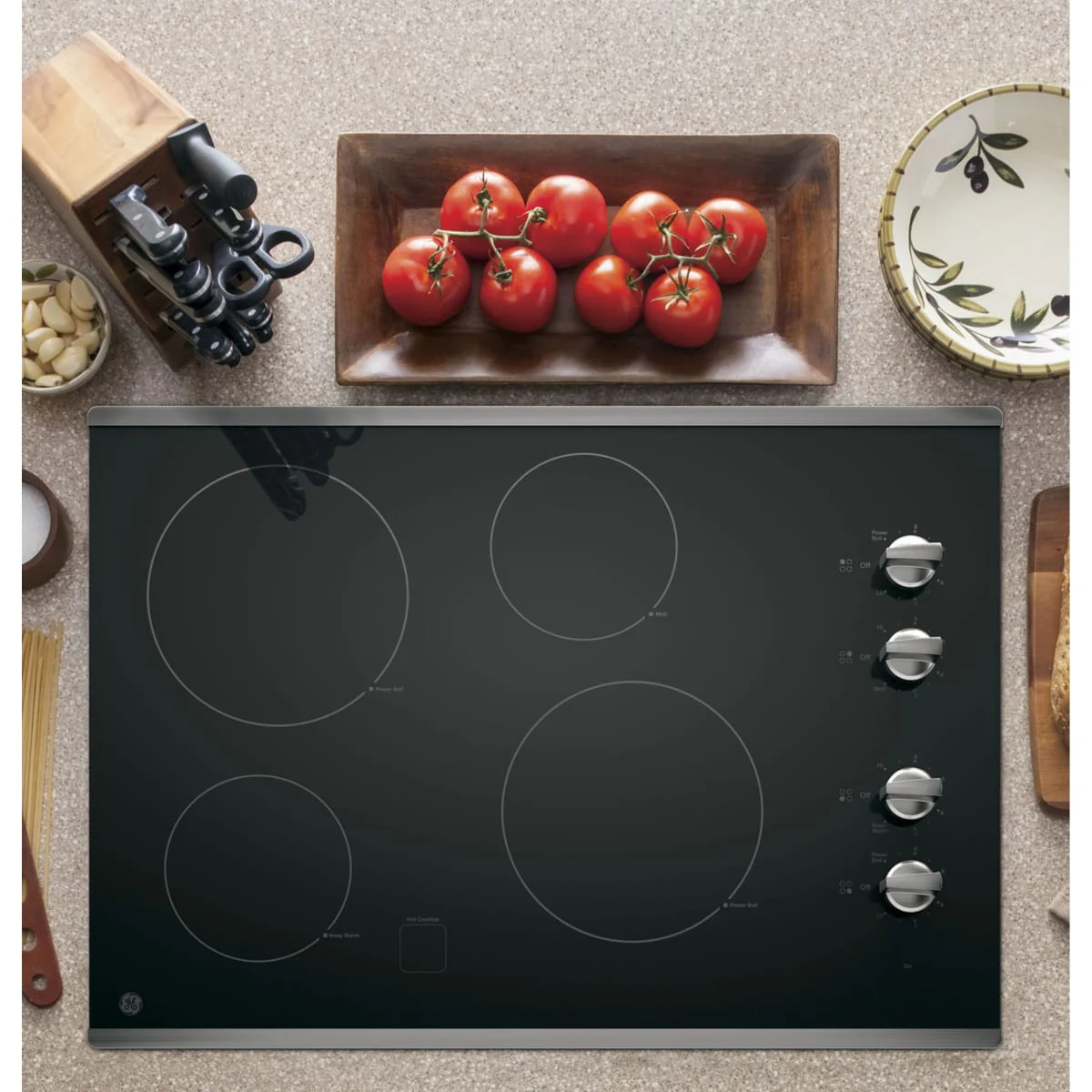 GE 30" Smoothtop Electric Cooktop w/4 Elements in Stainless Steel - Image 3