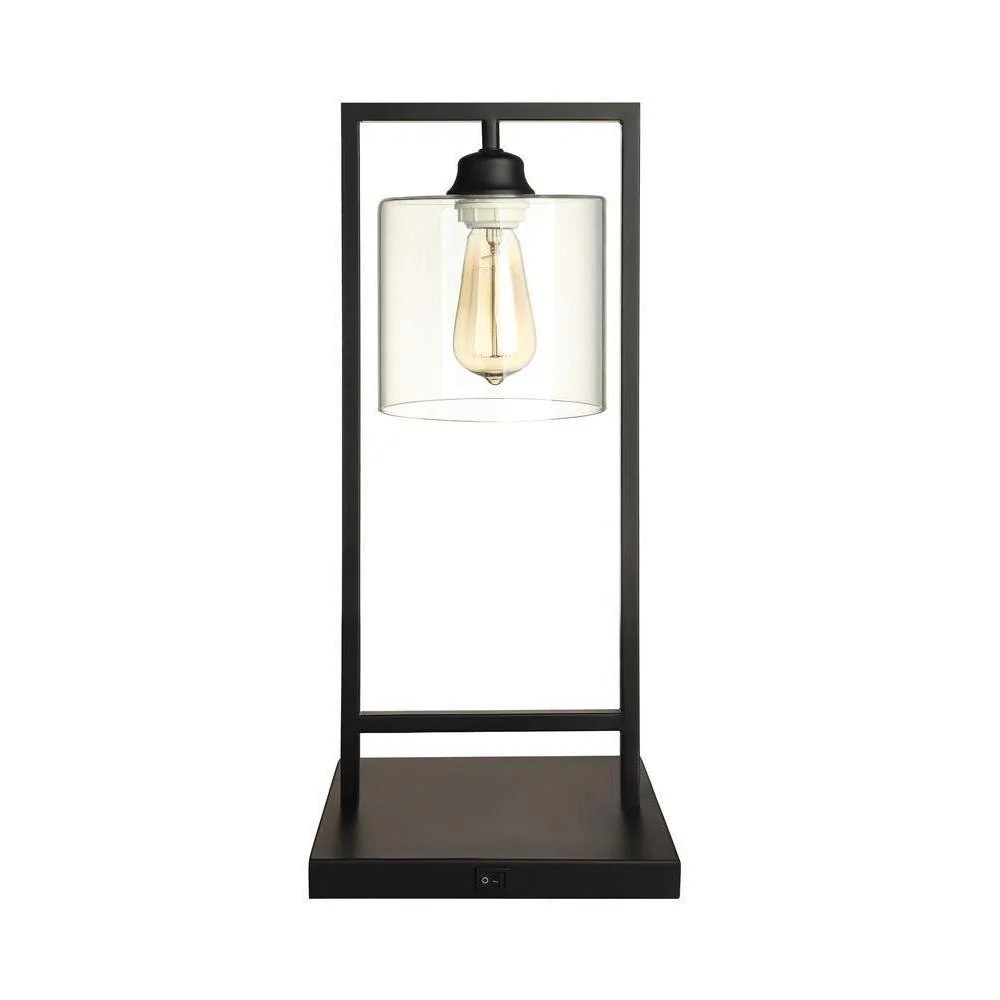 Glass Shade Table Lamp - Black - Image 2