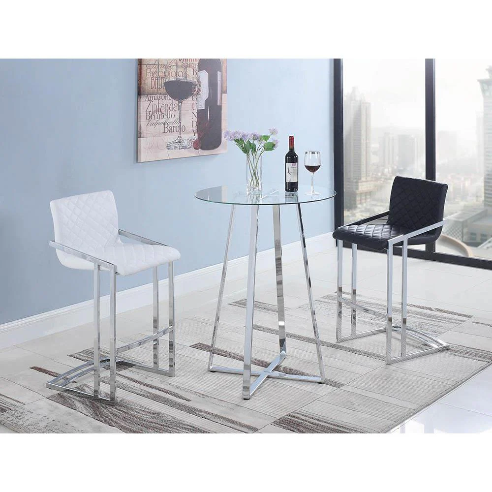 Glass Top Bar Table - Silver - Image 4