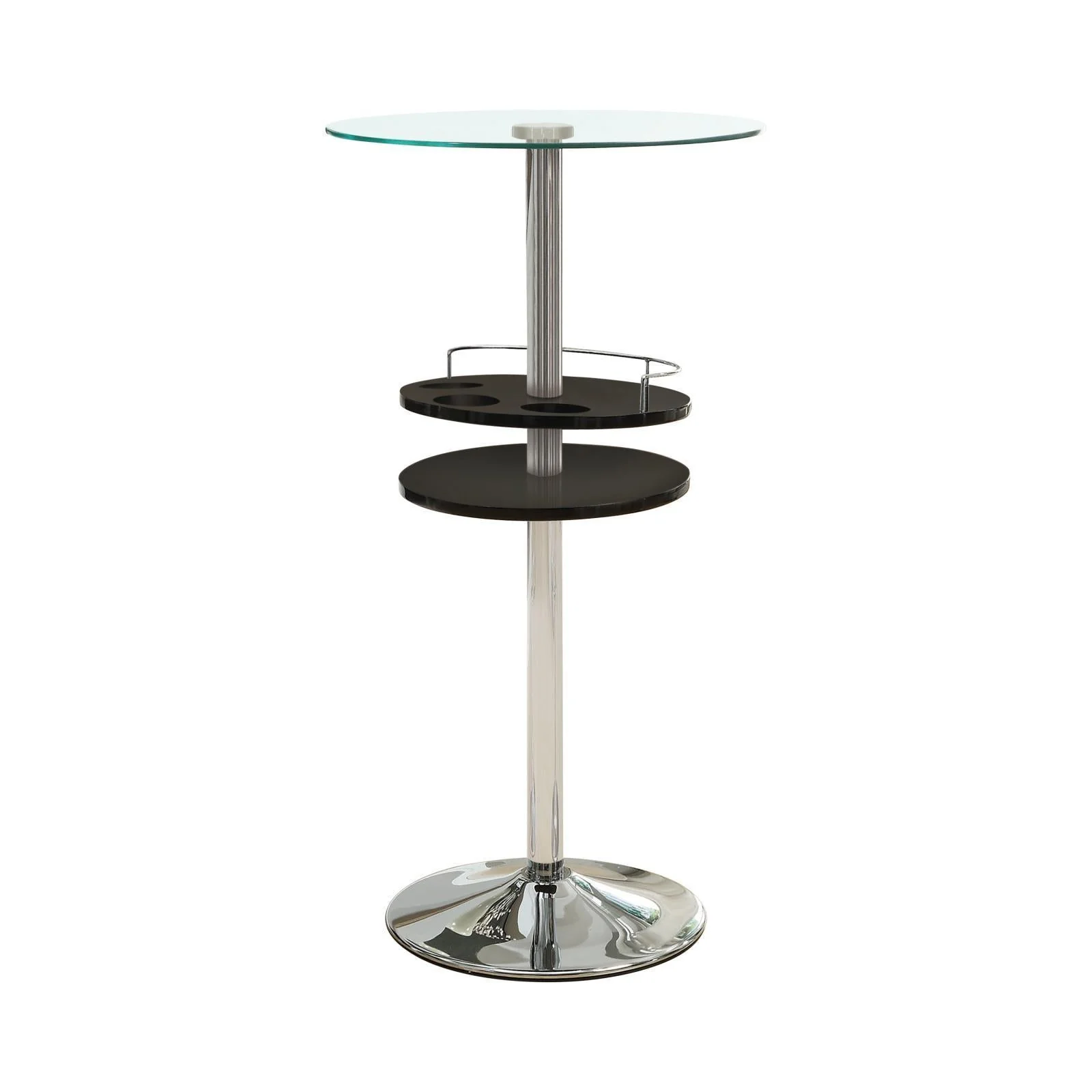 Glass Top Bar Table With Wine Storage - Black - Image 4