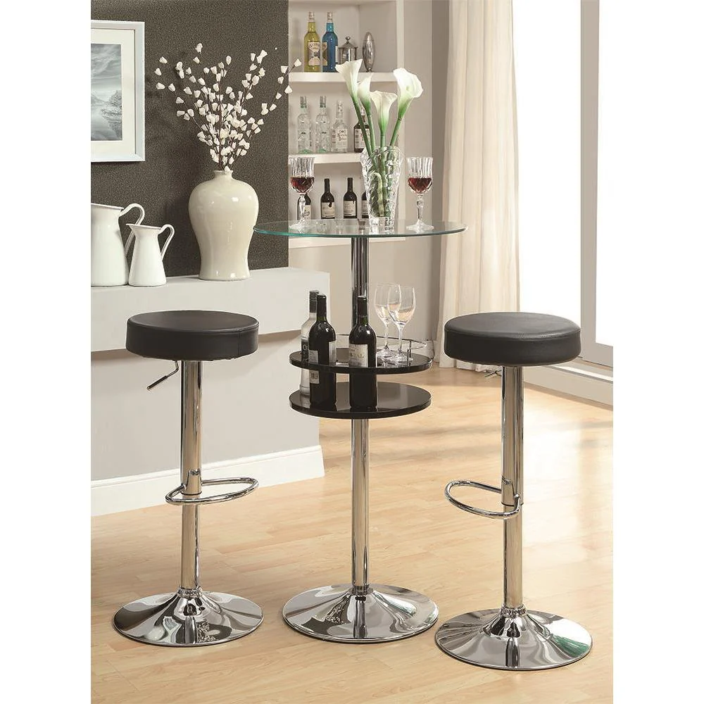 Glass Top Bar Table With Wine Storage - Black - Image 5