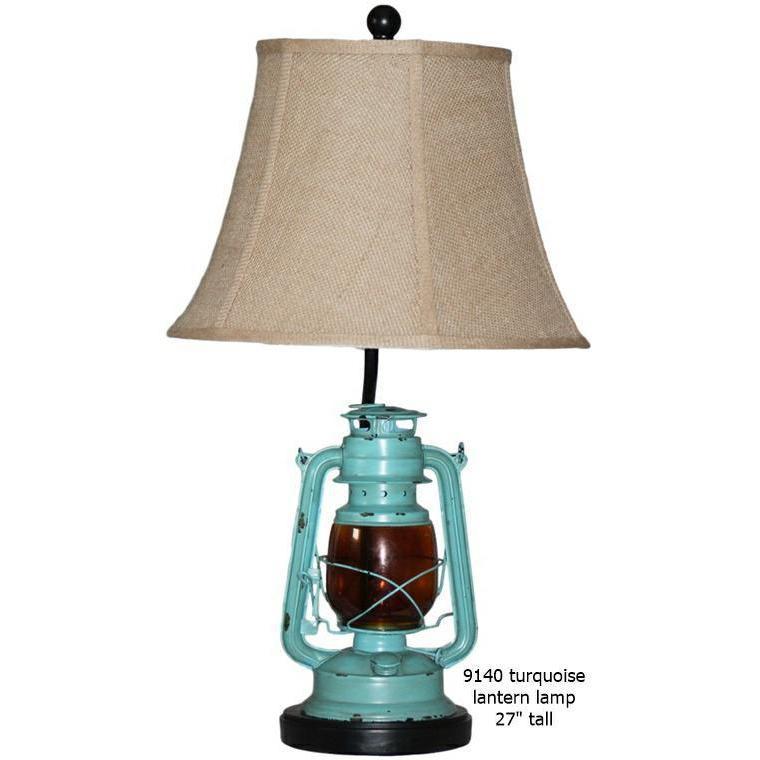 H&H Turquoise Lantern Lamp - Image 3