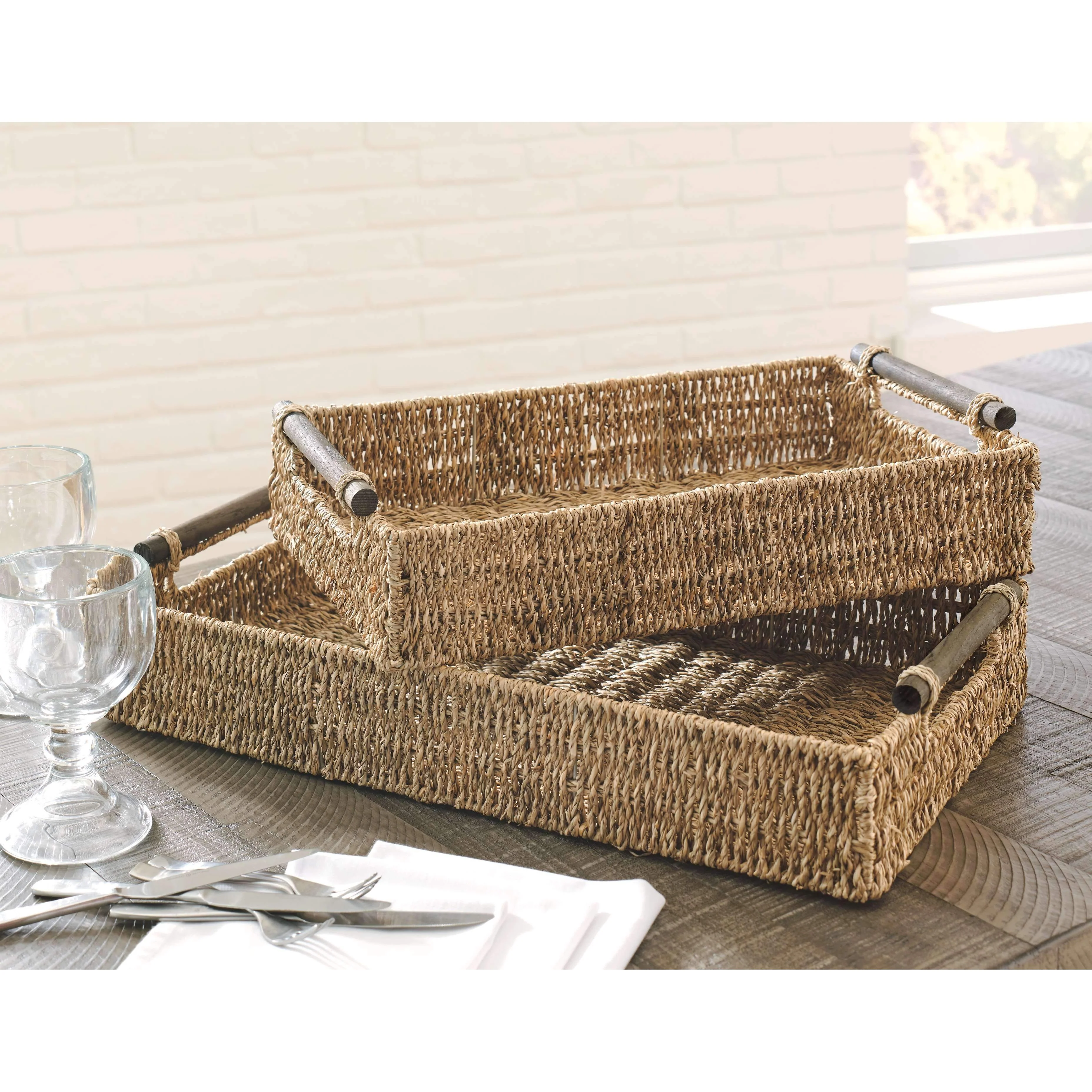 Halima - Tan - Tray Set (2/cn) - Seagrass - Image 12