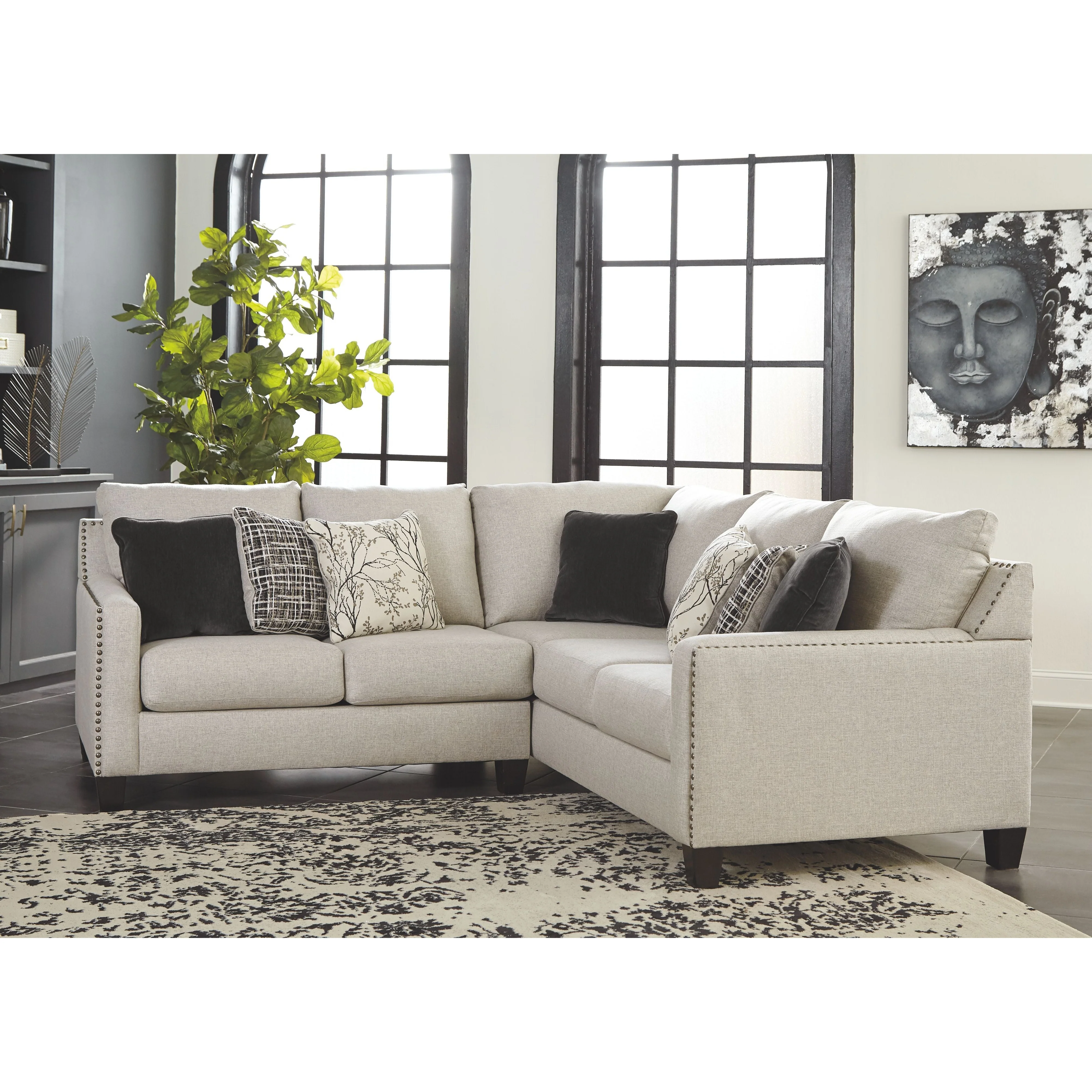 Hallenberg - Fog - Left Arm Facing Loveseat 2 Pc Sectional