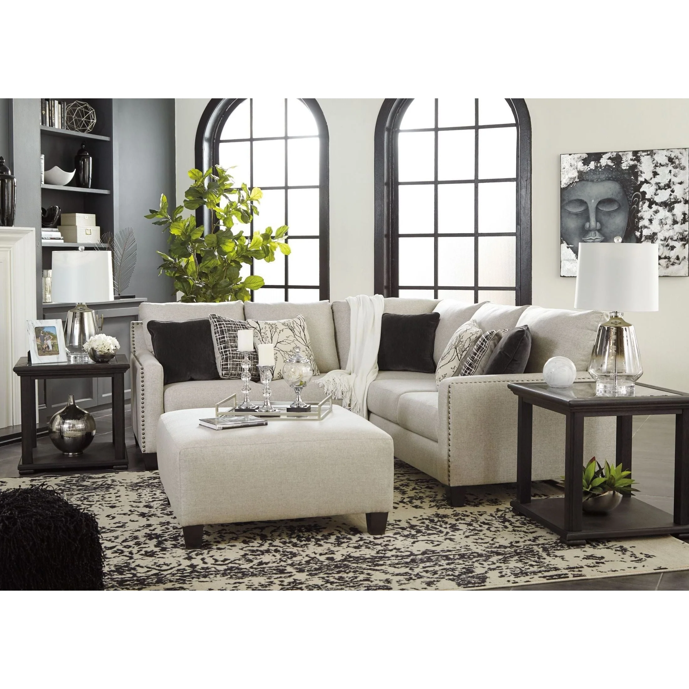 Hallenberg - Fog - Left Arm Facing Loveseat 3 Pc Sectional