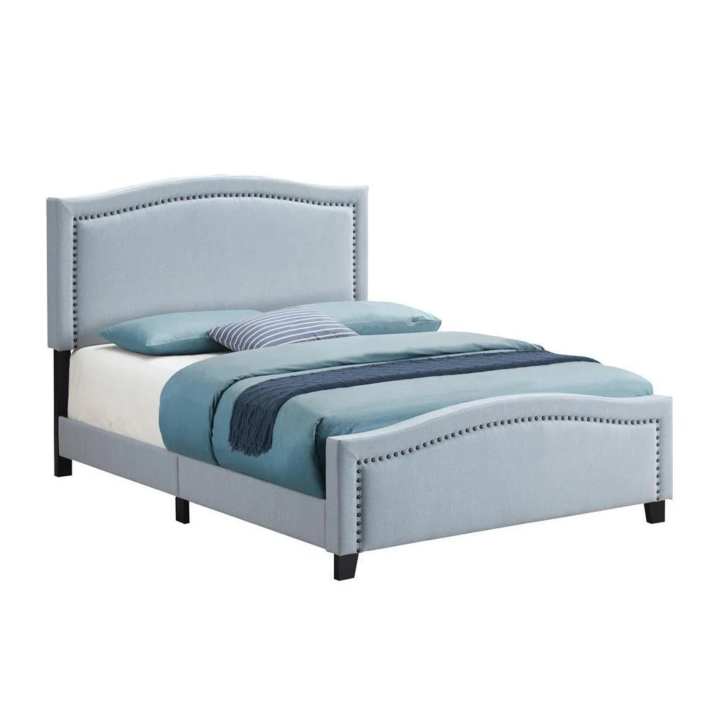 Hamden - Upholstered Bed - Queen Bed - Light Blue - Image 2