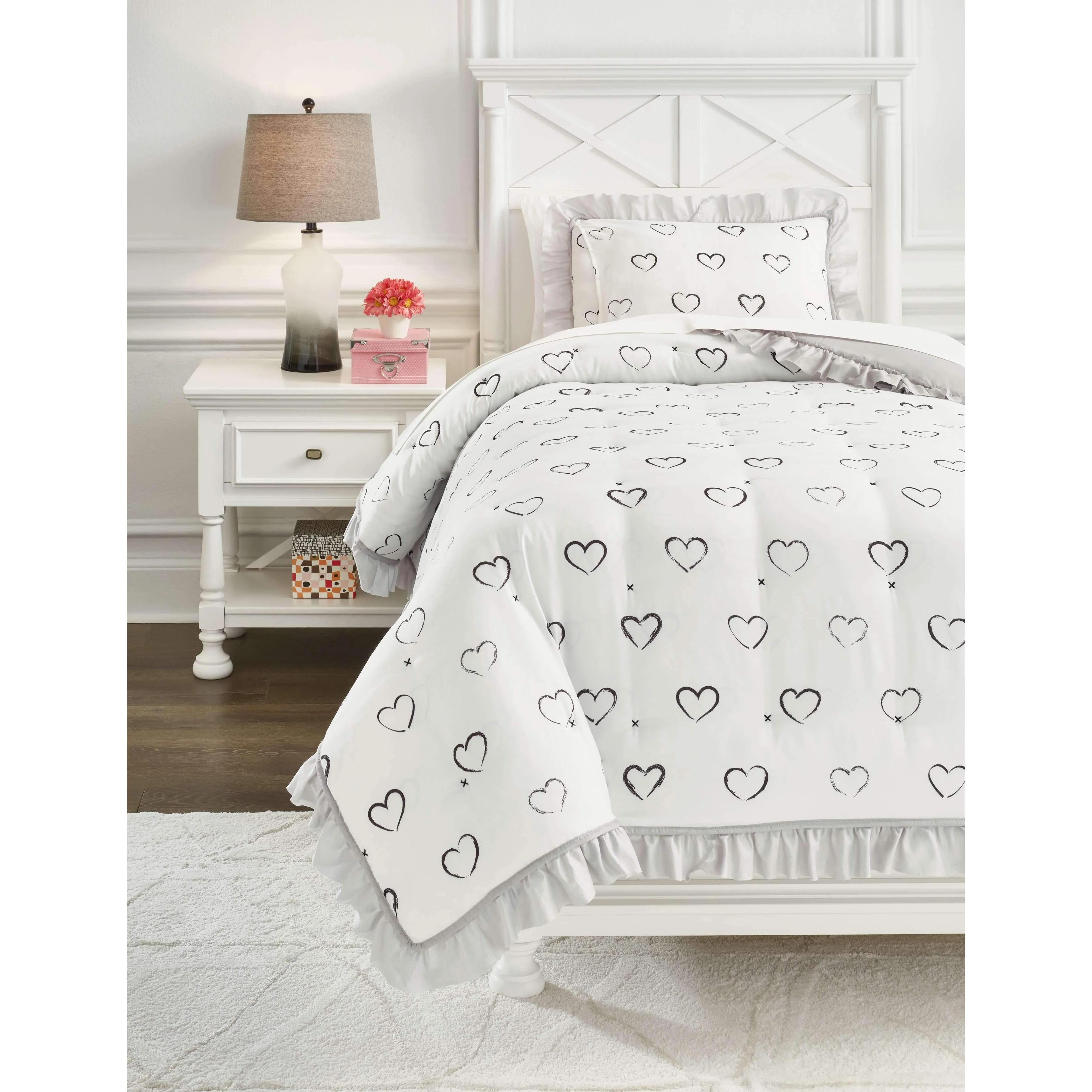 Hartlen - Gray/white - Twin Comforter Set - Image 3
