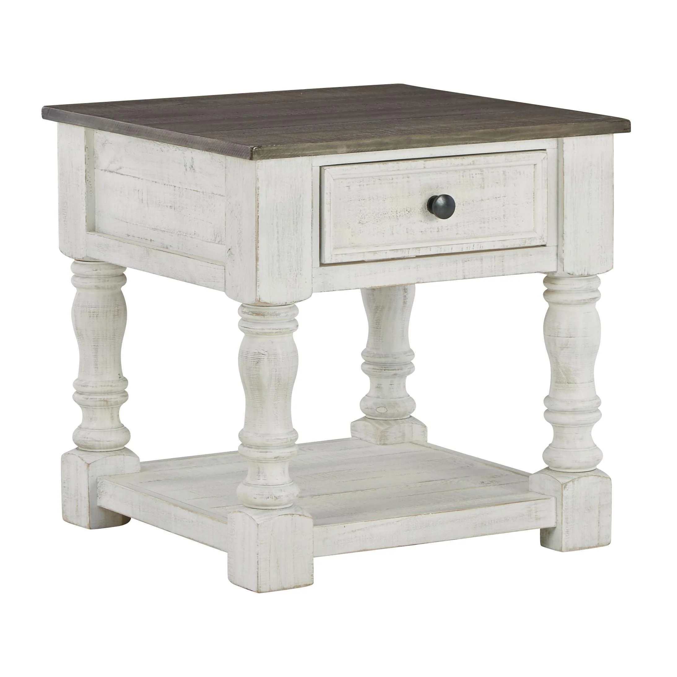 Ashley Havalance Square End Table in White/Gray