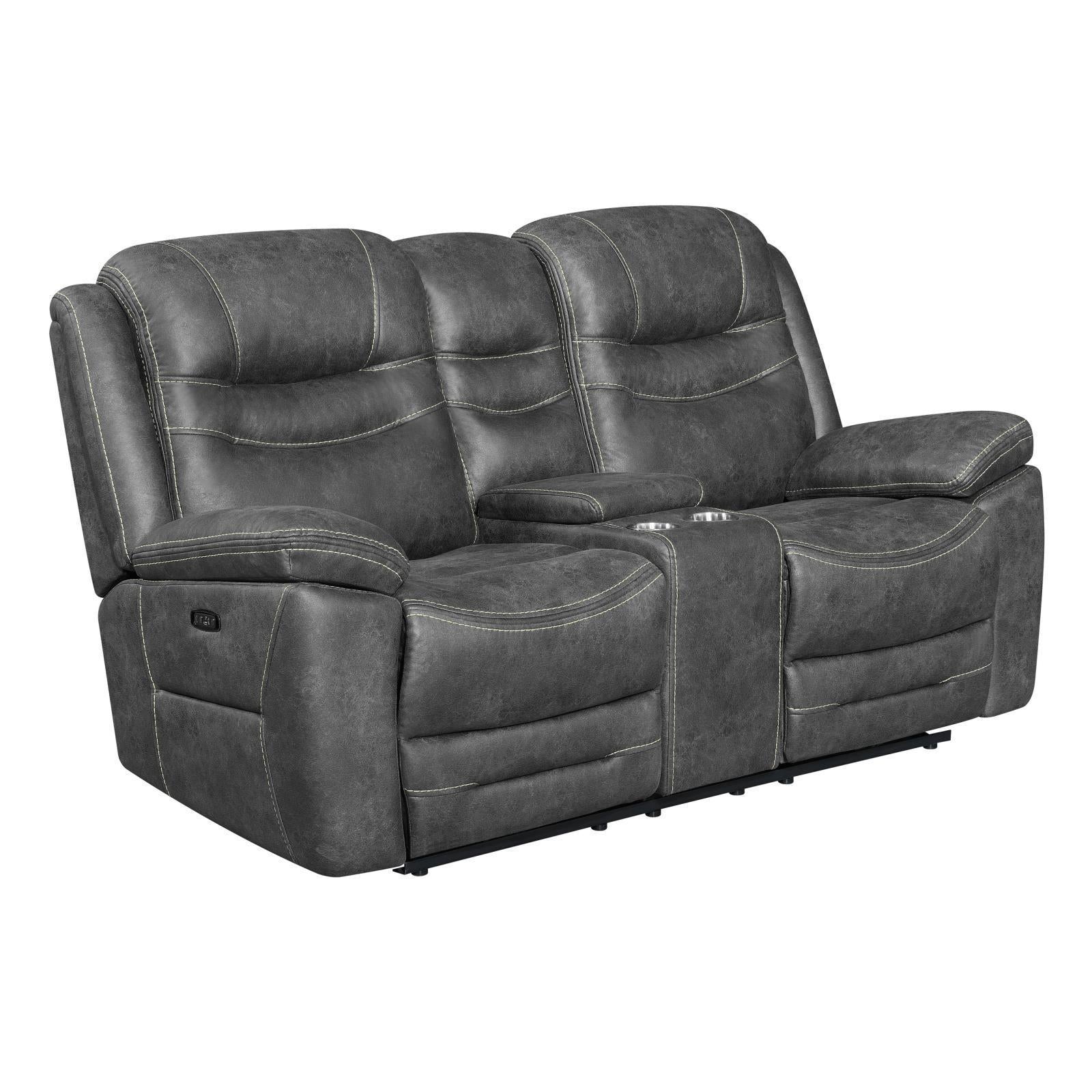 Hemer Motion Collection - Power 2 Loveseat - Dark Grey