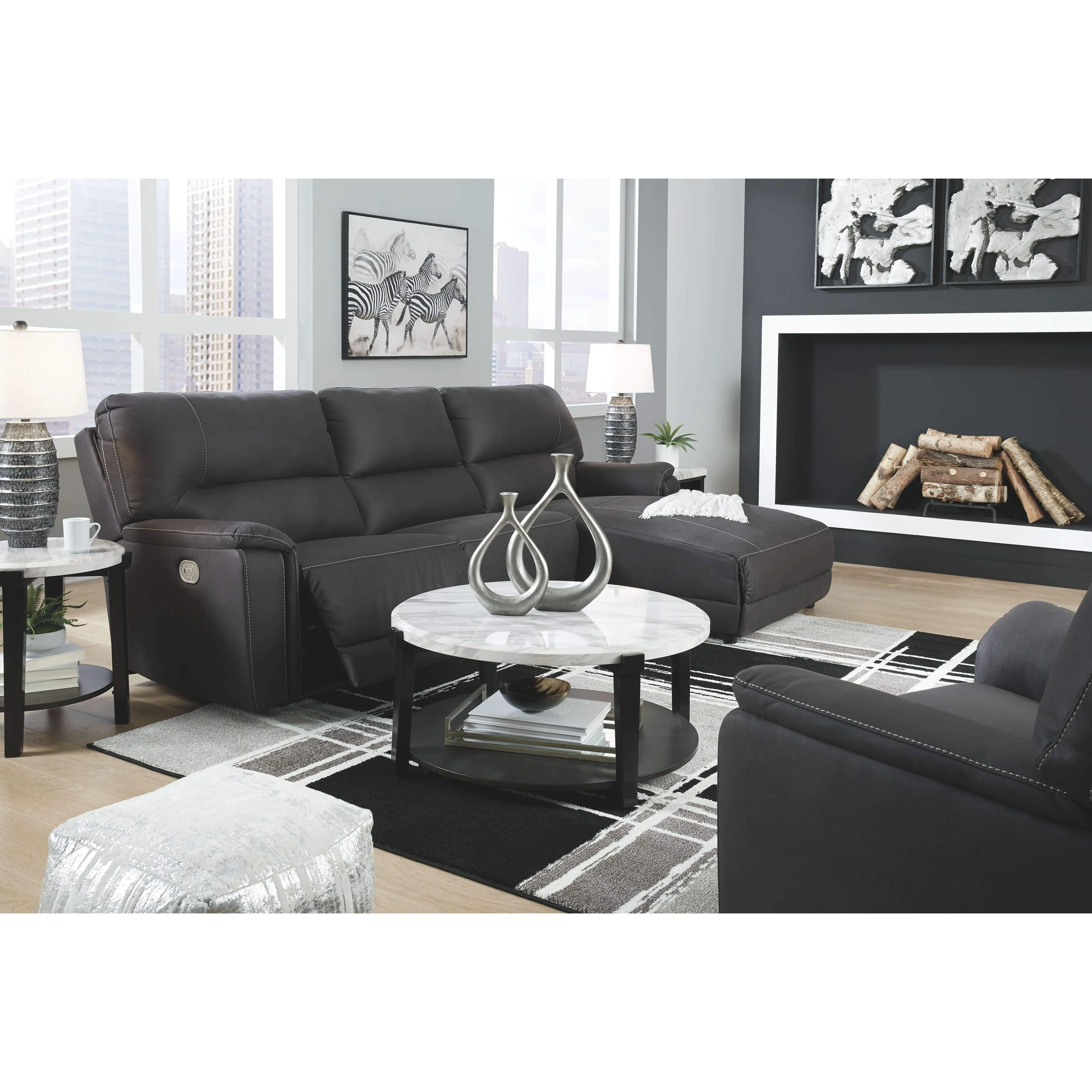 Henefer - Midnight - Left Arm Facing Power Recliner 3 Pc Sectional - Image 2