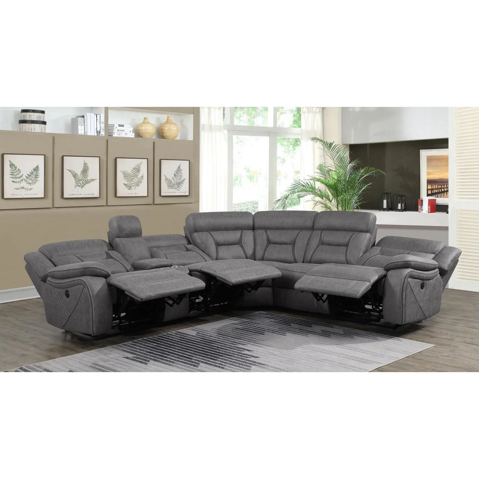 Higgins Motion Collection - 4 Pc Power Sectional - Grey - Image 3