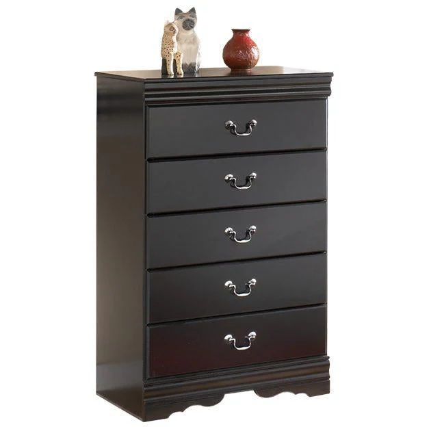 Huey - Black - Five Drawer Chest