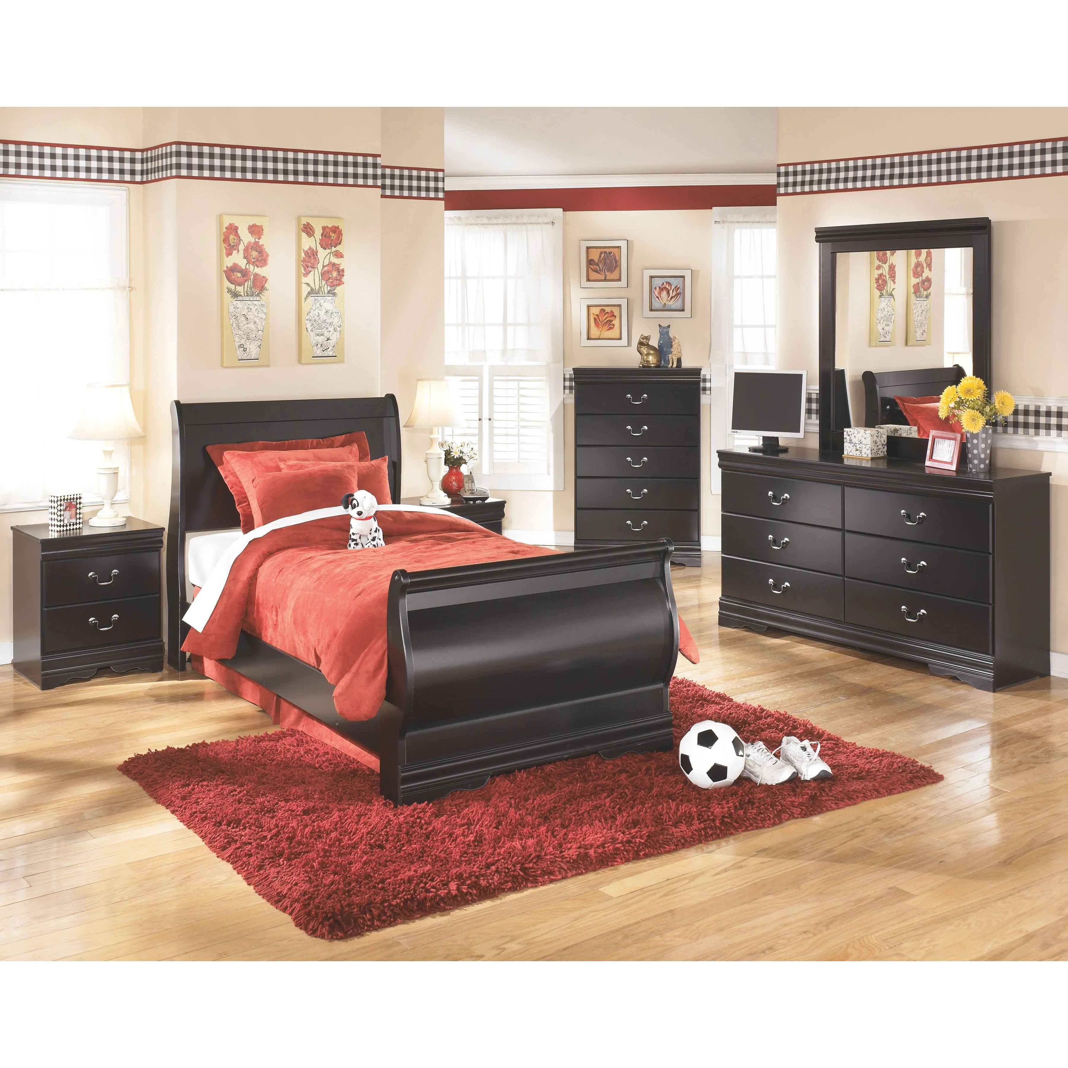 Huey - Black - Five Drawer Chest - Image 4