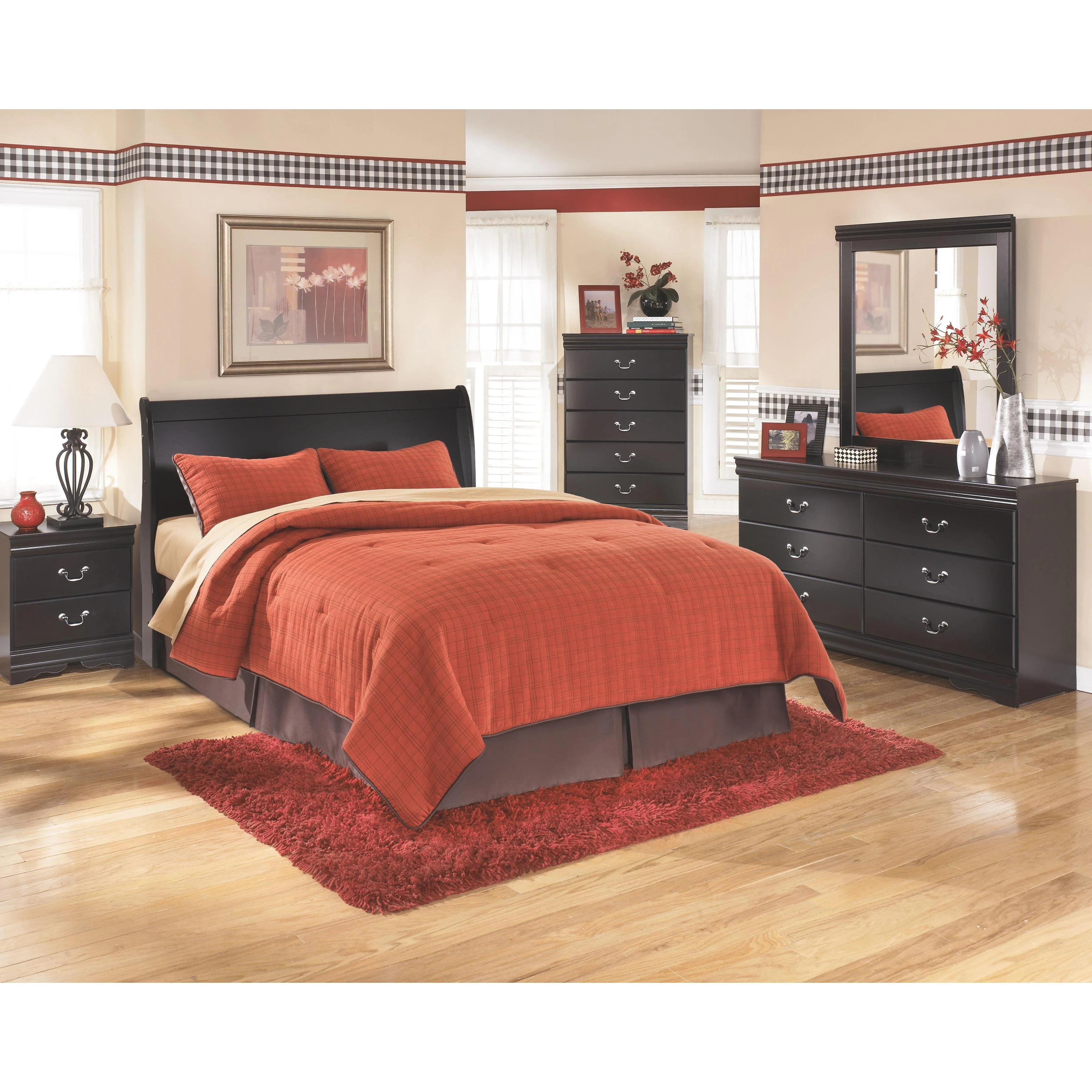 Huey - Black - Queen Sleigh Headboard - Image 3