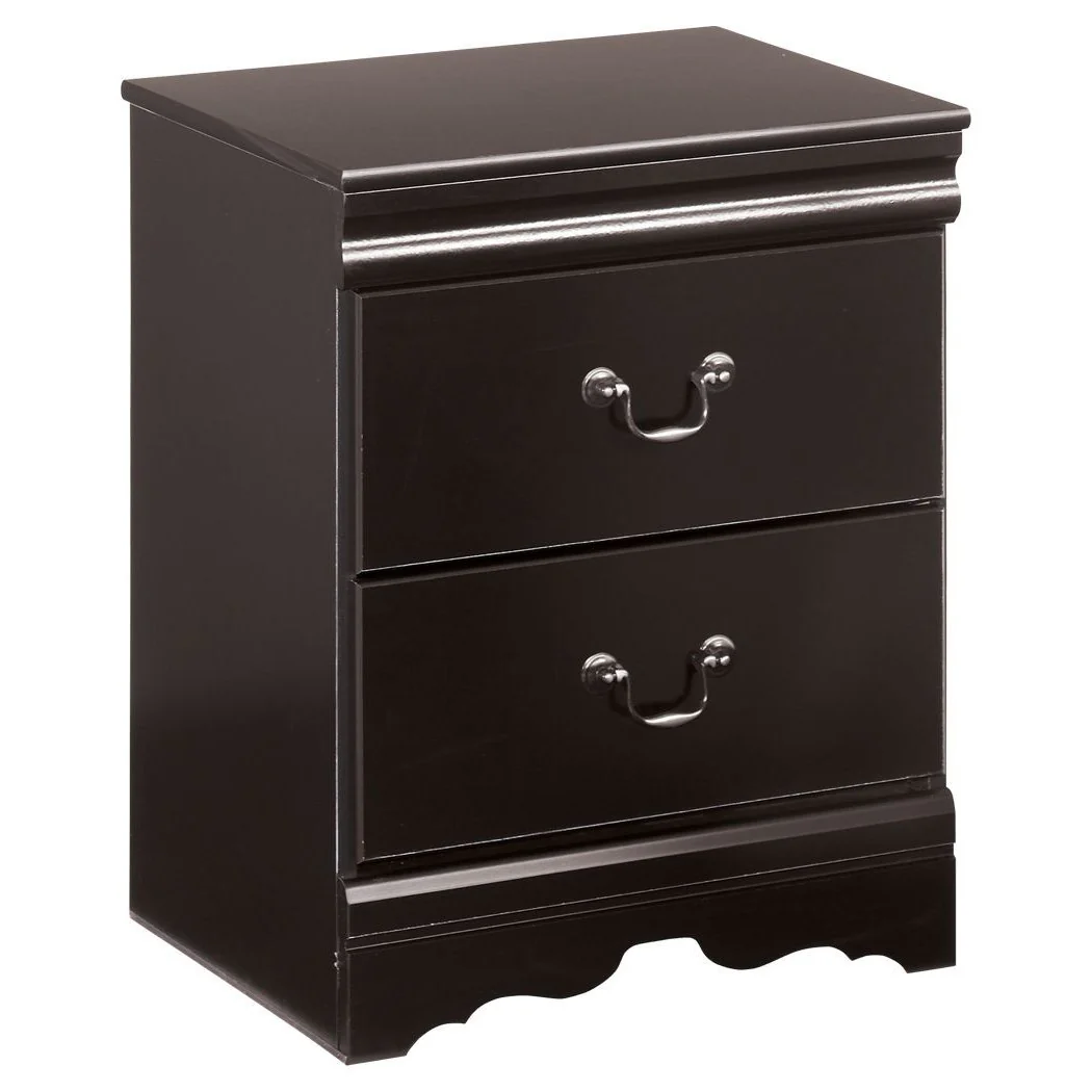 Huey - Black - Two Drawer Night Stand