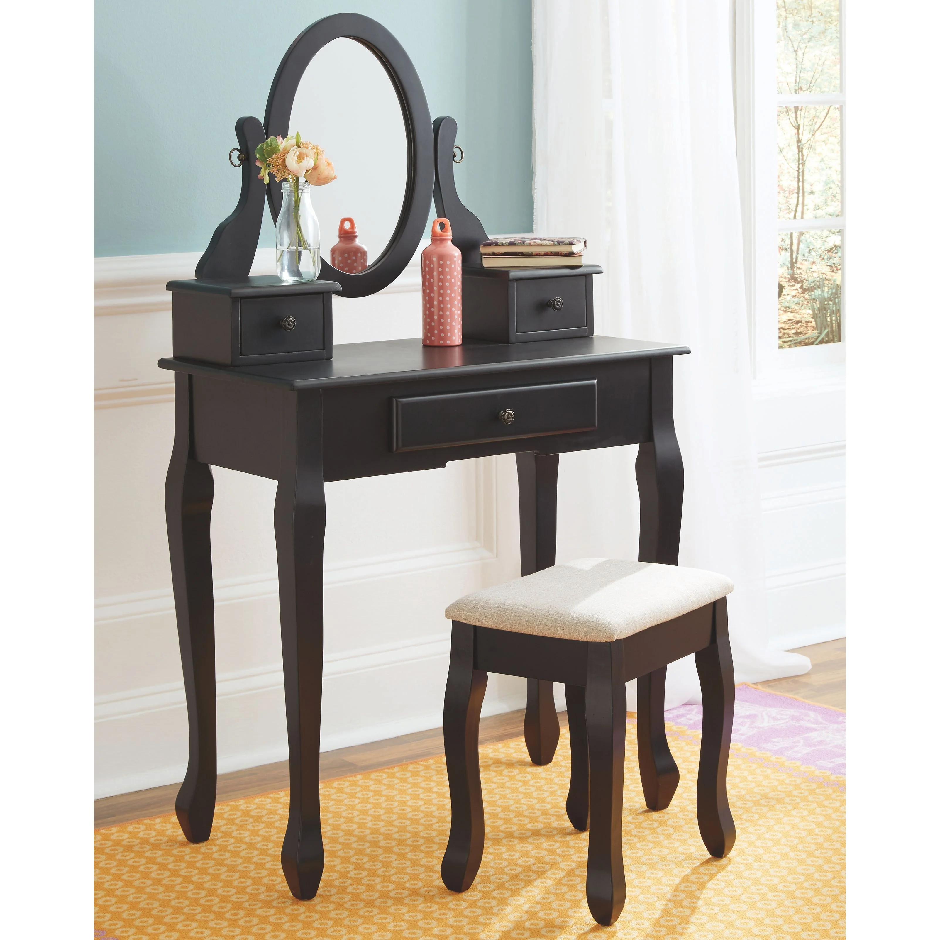 Huey - Black - Vanity/mirror/stool (3/cn) - Image 9