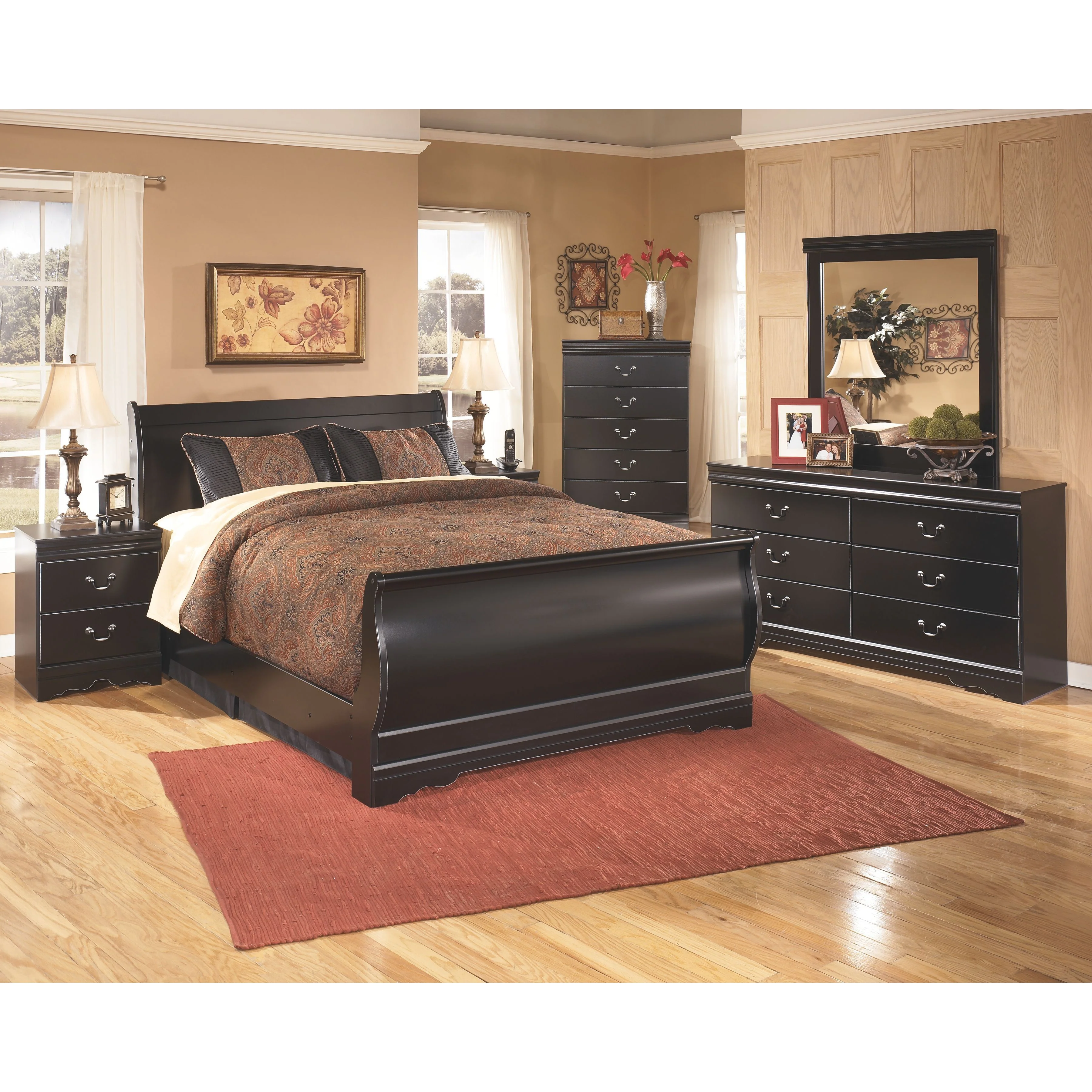 Huey Vineyard - Black - Queen Sleigh Bed - Image 7