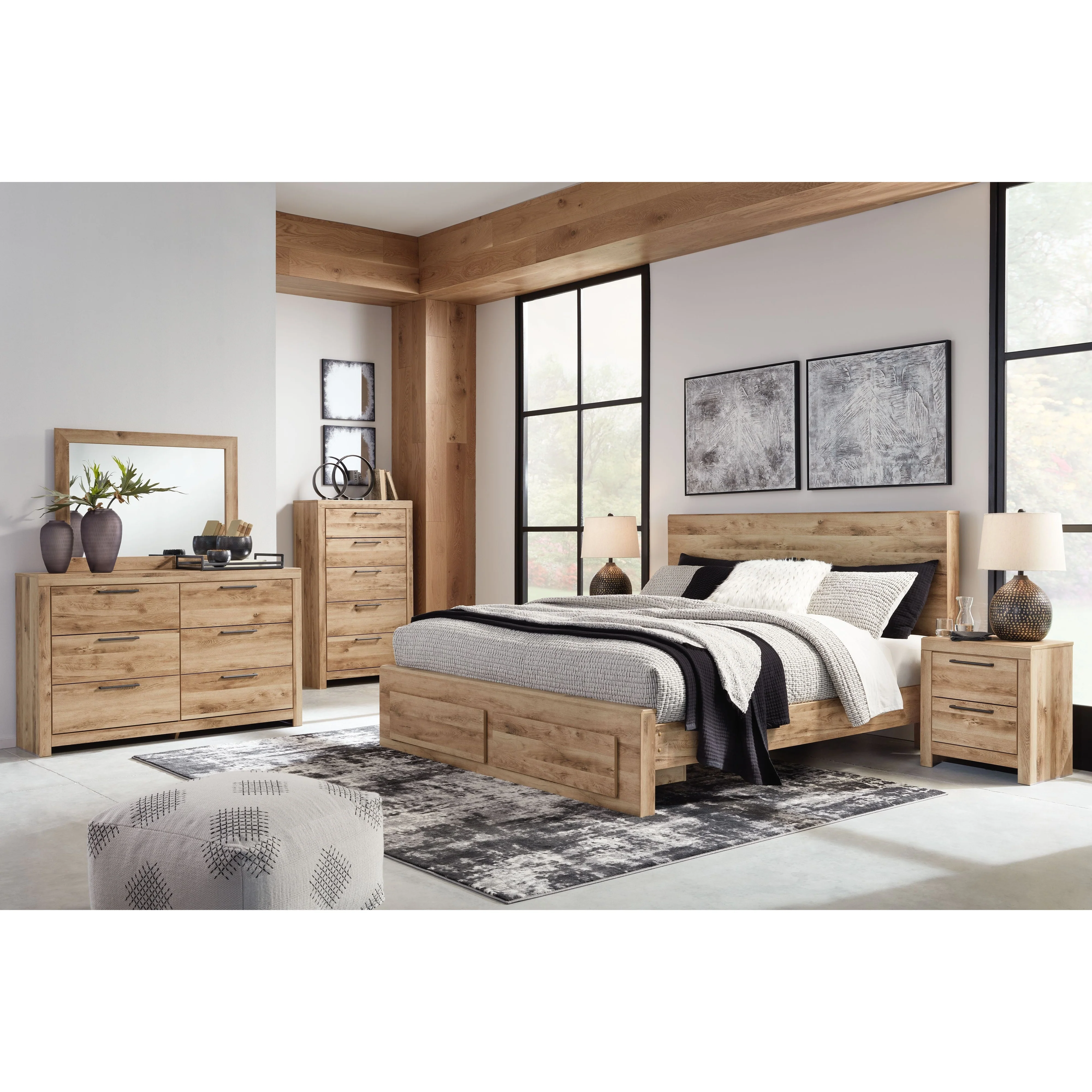 Hyanna - Tan - King Panel Bed With Footboard Storage - Image 3