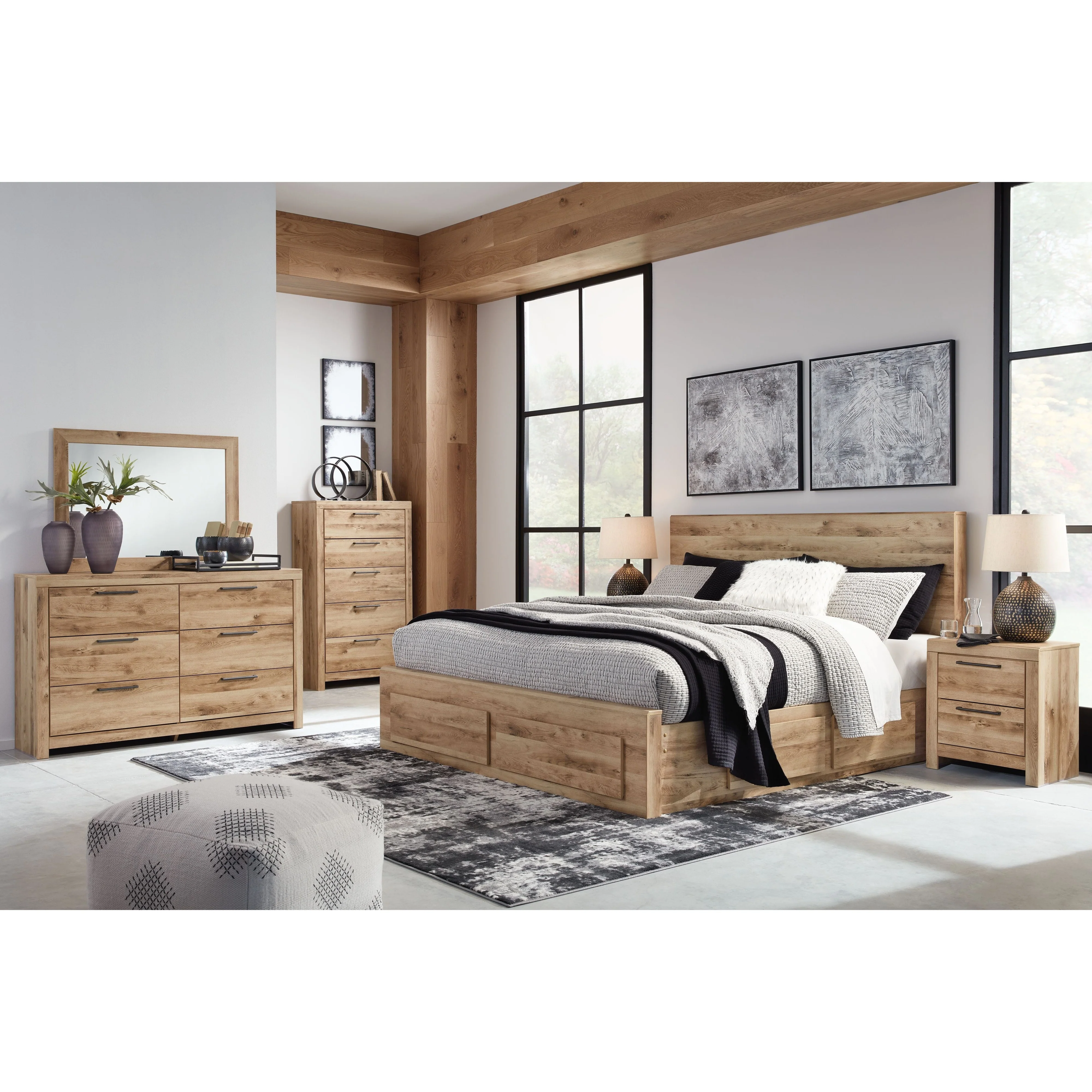 Ashley Hyanna Queen Panel Bed w/4 Storage Drawers in Tan - Image 19