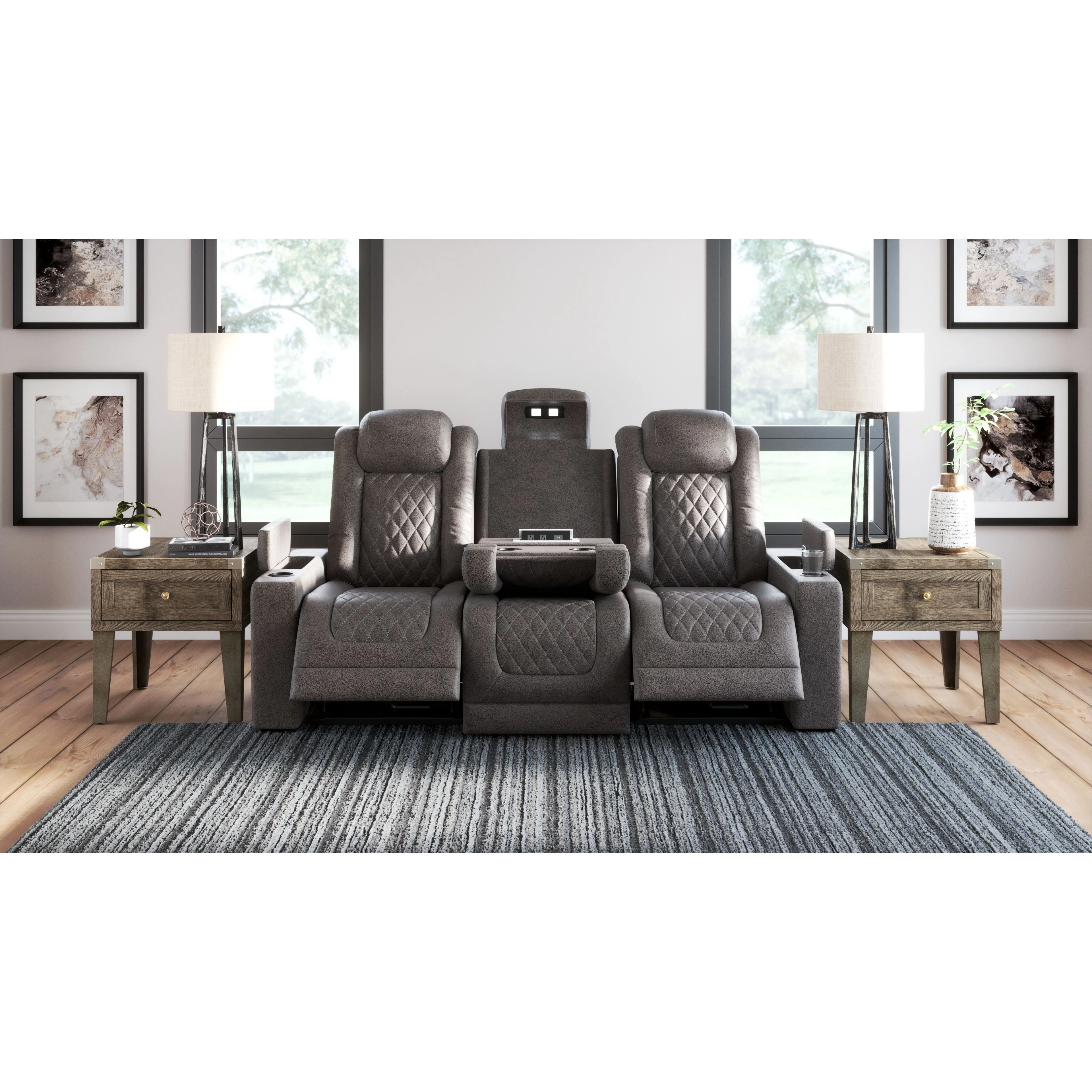 Hyllmont - Gray - Pwr Rec Sofa With Adj Headrest - Image 30