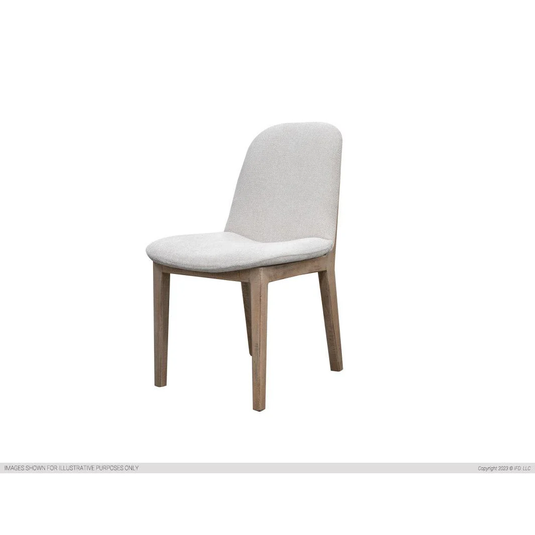 IFD Sahara Upholstered Chair w/Beige Fabric & Wooden Base