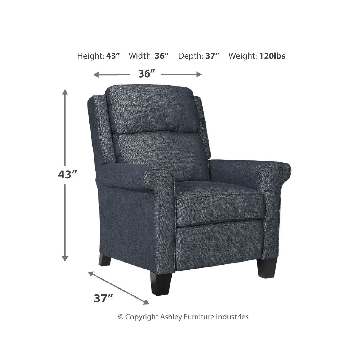 Imbler - Denim - Low Leg Power Recliner - Image 7